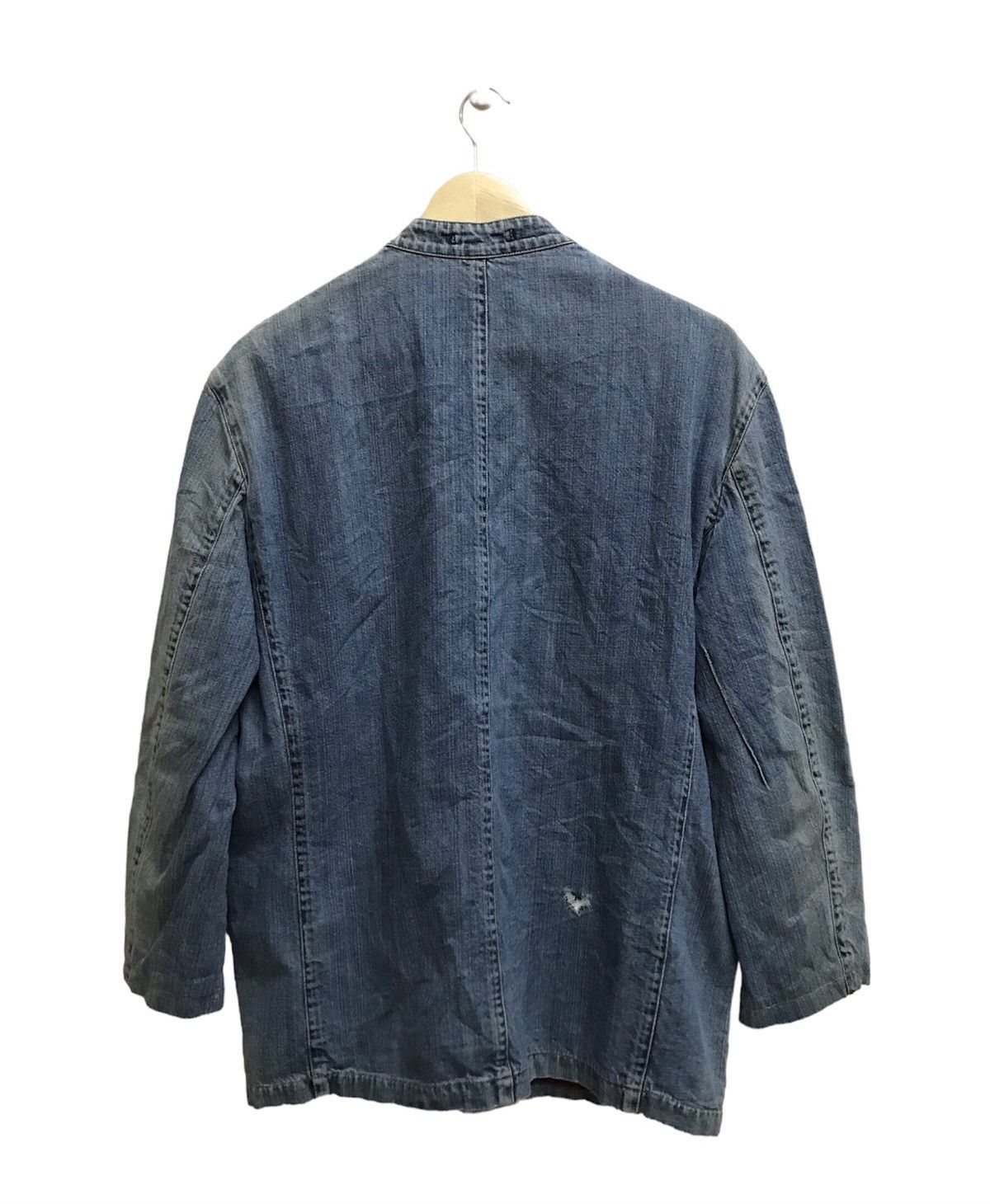 Japanese Brand Vintage Distressed Papas Tartan Neck Chore Jacket Denim Size US M / EU 48-50 / 2 - 2 Thumbnail