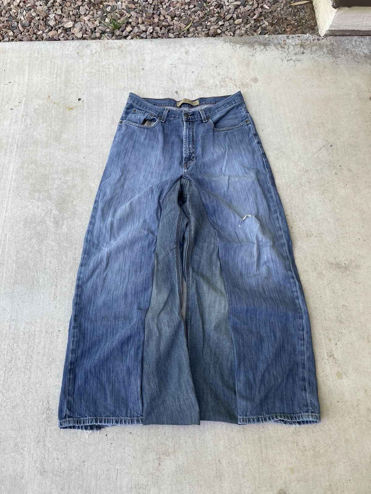 image of Jnco x Vintage Y2K Baggy Wide Leg Reworked Jeans in Blue, Men's (Size 34)