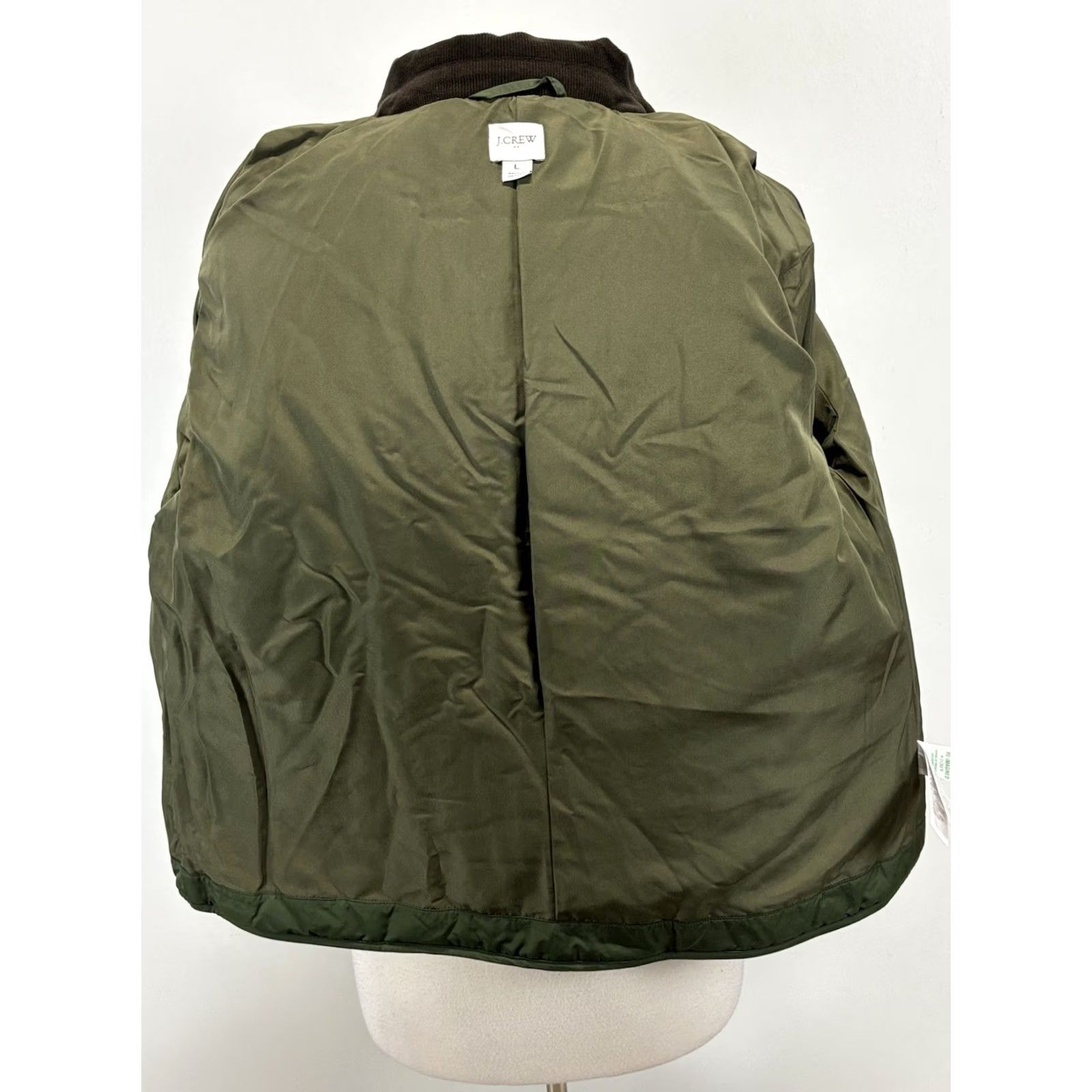 J.Crew J.Crew Jacket Women's L Green Quilted Barn Coat Corduroy Collar Snap Preppy Jacket/Coat Short Sleeve Adaptive: None Size L / US 10 / IT 46 - 6 Thumbnail