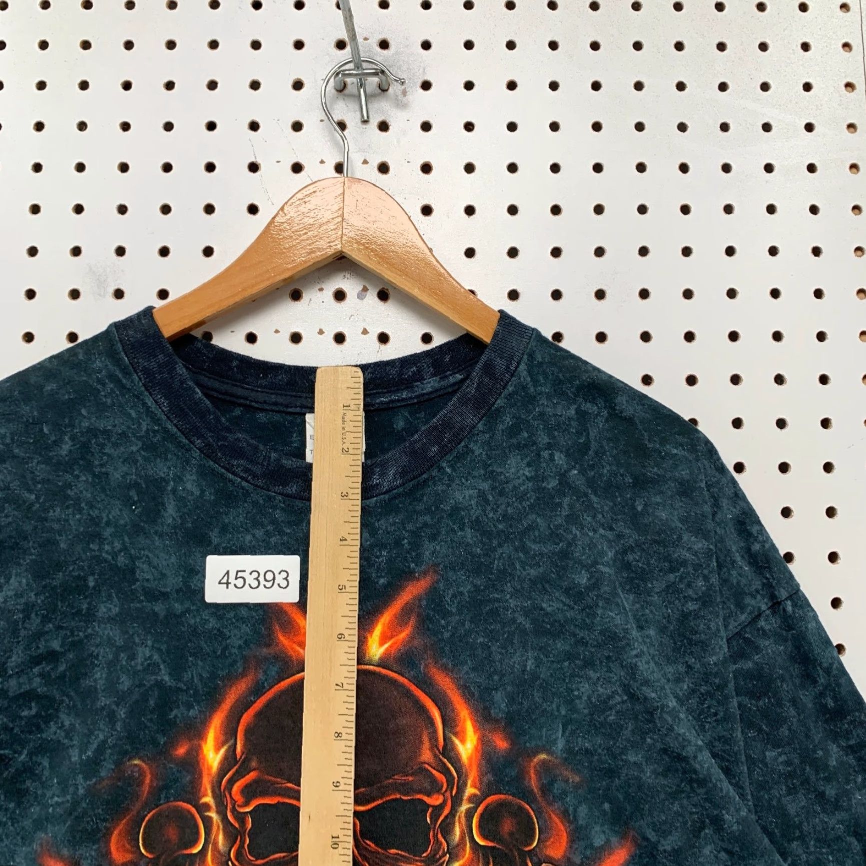 Gildan VINTAGE Easy Rider Skull Flame Shirt Mens XL Black Acid Wash Motorcycle Biker Gildan Cotton Knit Crew Neck Short Sleeve T-Shirt Size US XL / EU 56 / 4 - 7 Thumbnail