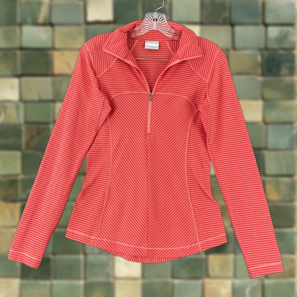 Vintage Columbia Sportswear Company Workout Top Women’s M Orange Striped Long Sleeves Size M / US 6-8 / IT 42-44 - 1 Thumbnail