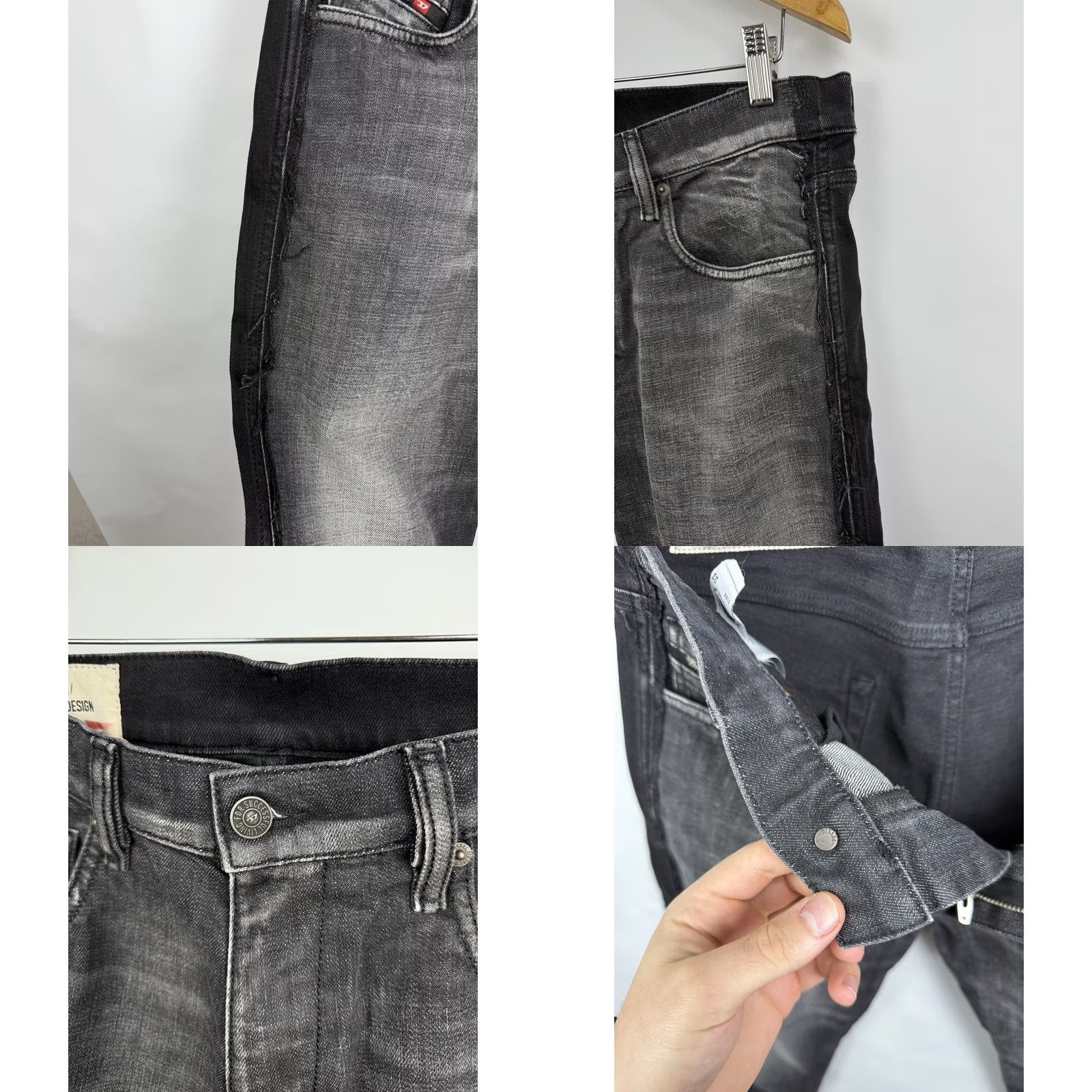 Diesel Diesel D-Strukt Slim 009HY Stretch Jeans Punk Opium Black W33/L34 Slim Mens Jeans Size US 33 - 9 Thumbnail