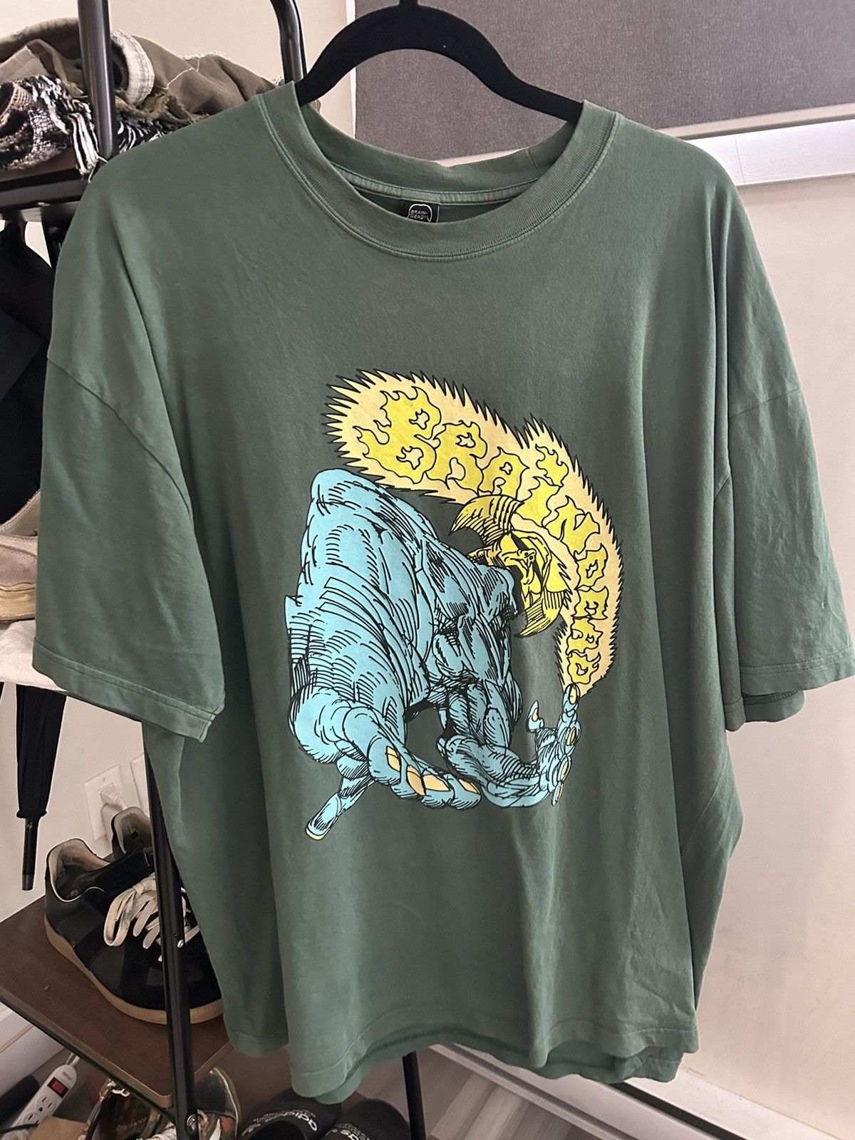 image of Brain Dead Monster Tee in Green, Men's (Size XL)