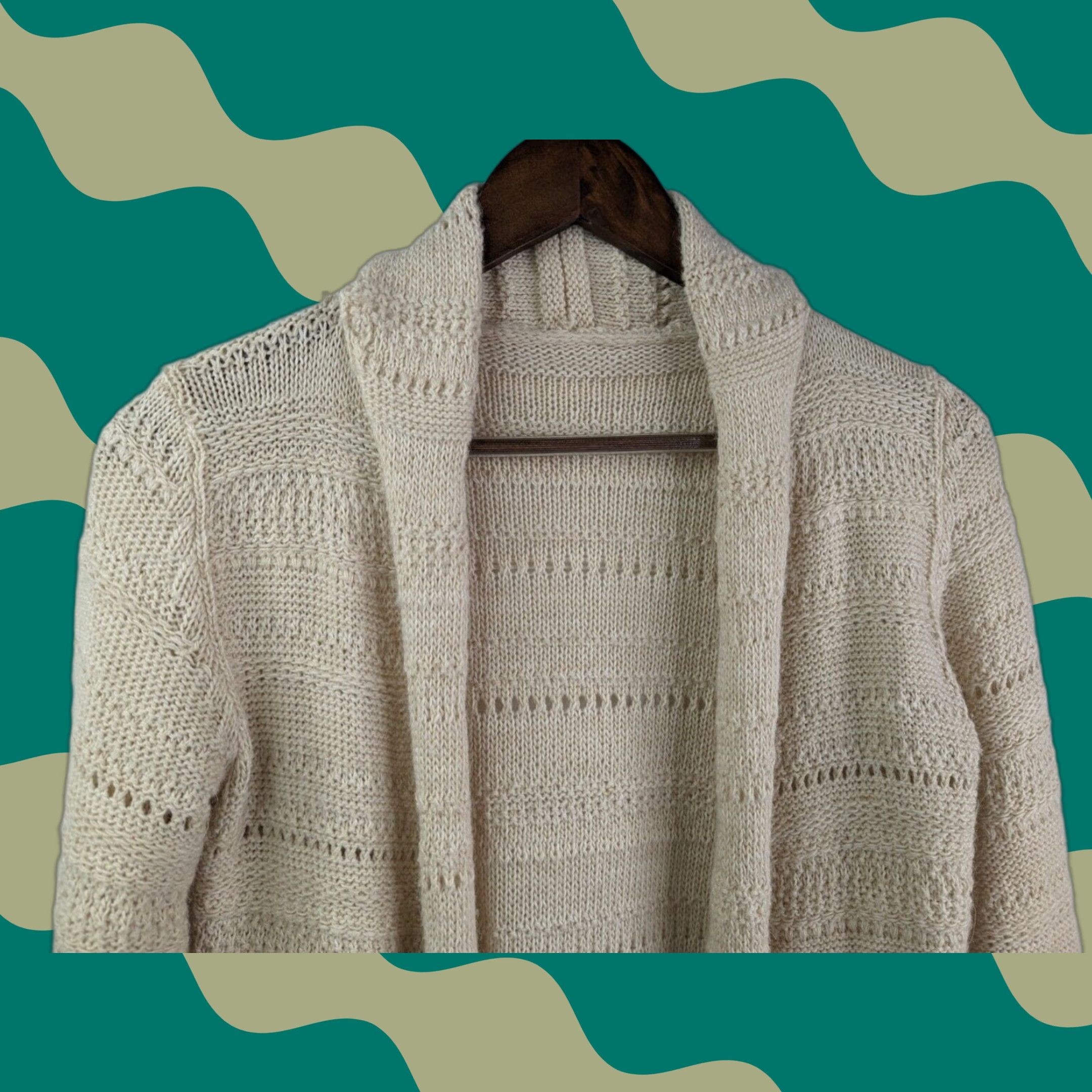 Brandy Melville Brandy Melville Cardigan Open-Knit Wool Blend Dolman Sleeve Cream White Agnete One Size Womens Size ONE SIZE - 1 Thumbnail