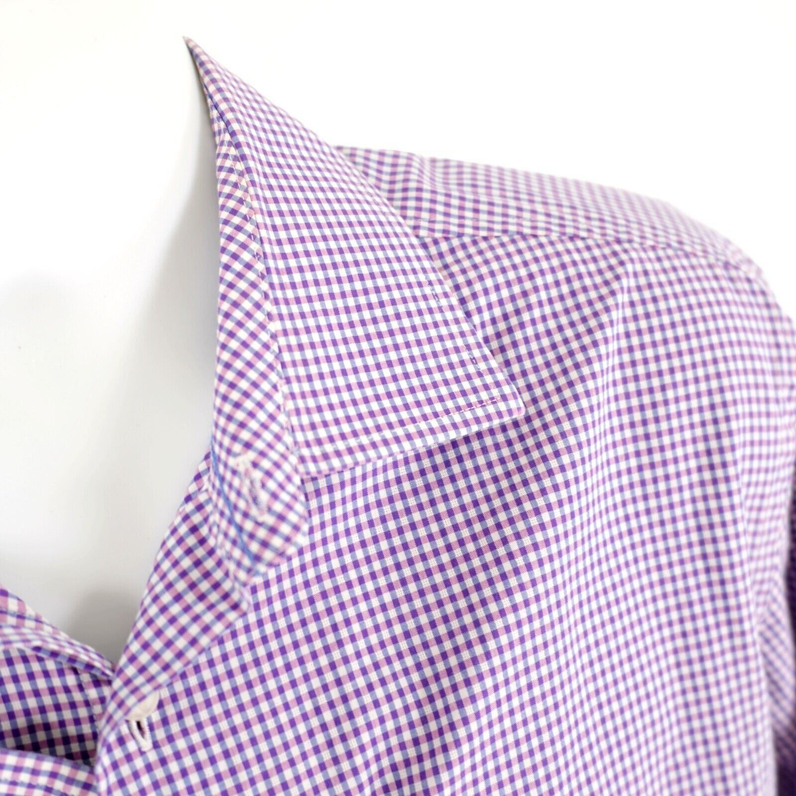 Joseph Abboud Joseph Abboud Pink Blue Check Large Collared Dress Shirt Lo Size US L / EU 52-54 / 3 - 2 Thumbnail