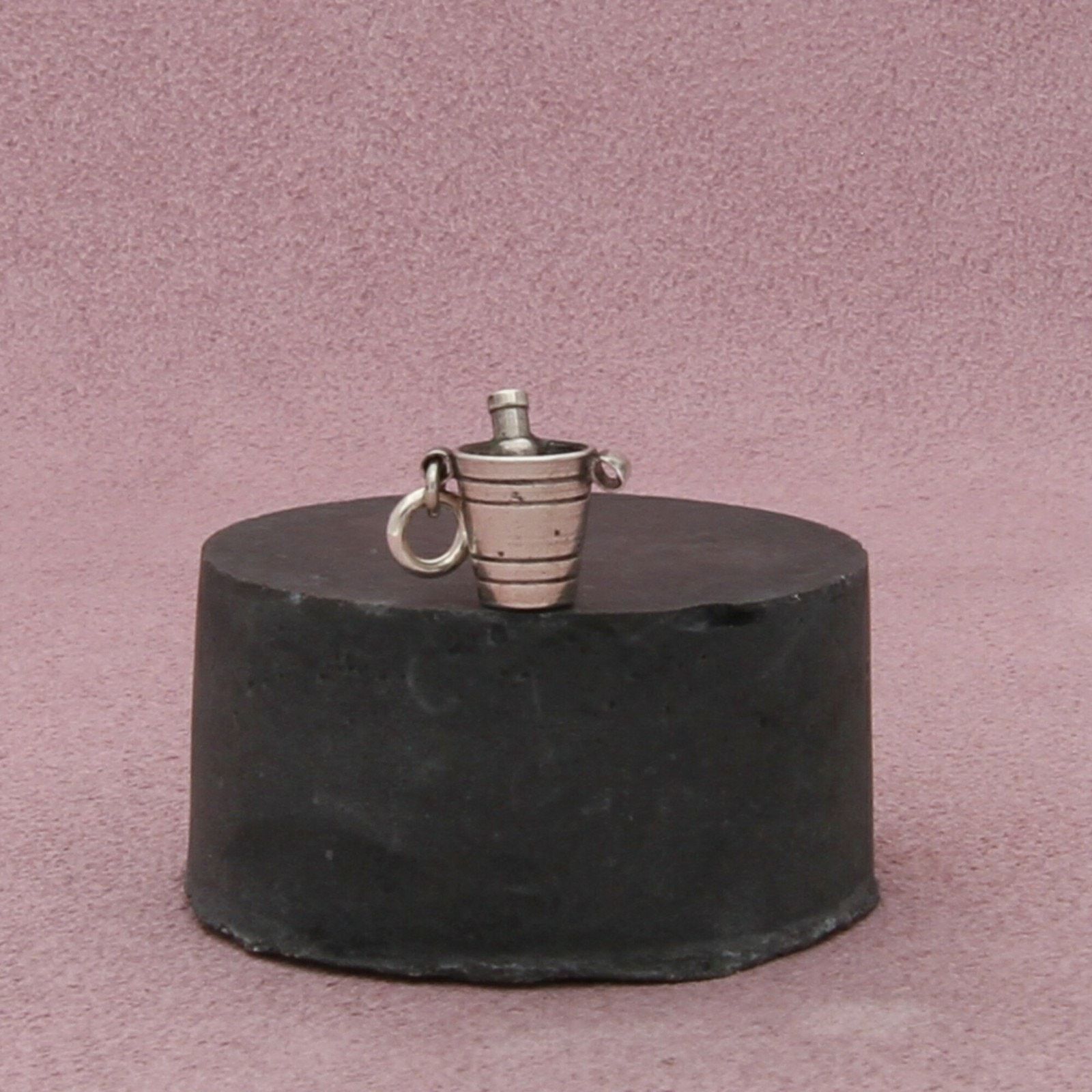 Sterling Silver sterling silver vintage 3d champagne in bucket charm pendant Size ONE SIZE - 1 Thumbnail