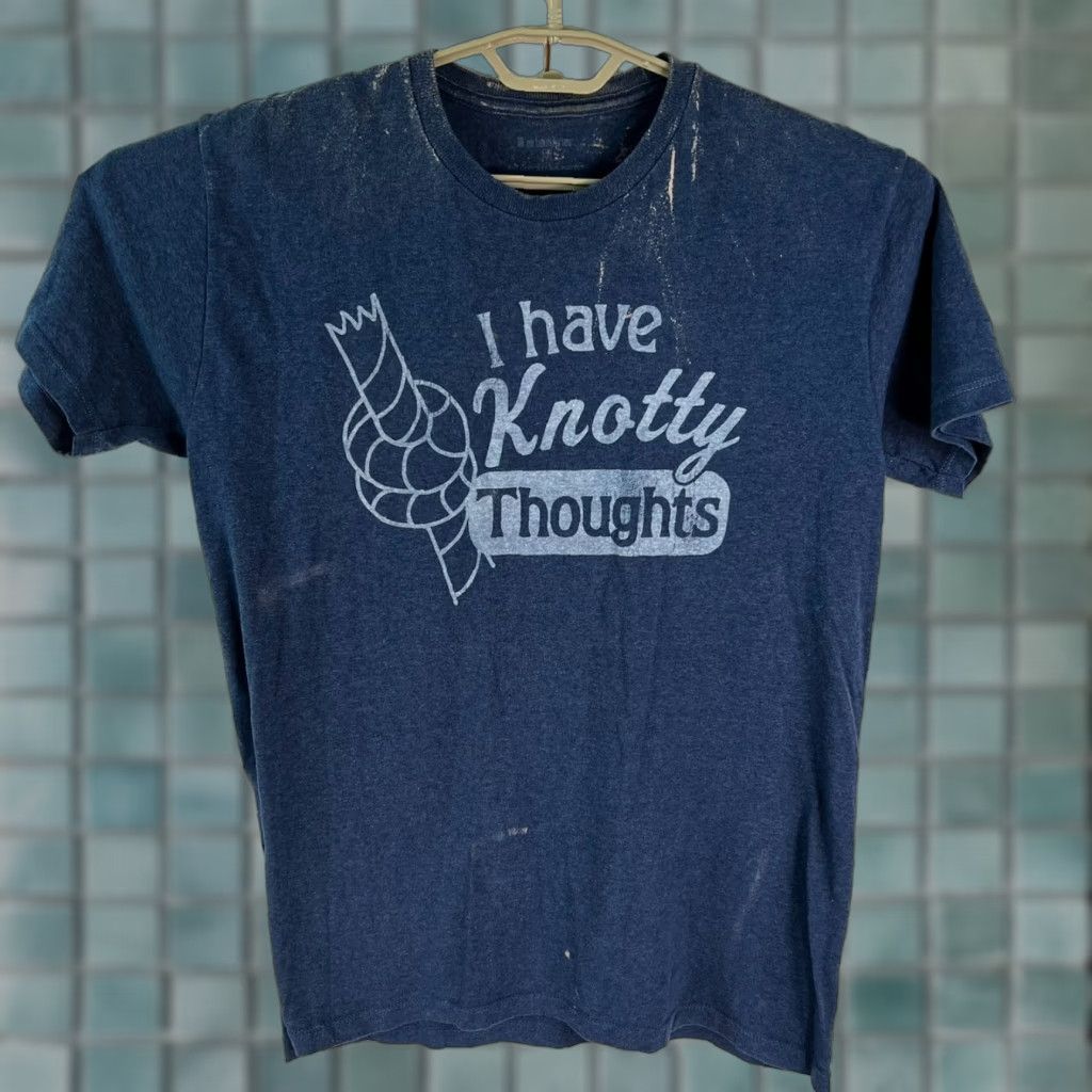 Vintage I Have Knotty Thoughts No Boundary Graphic Print Blue T-Shirt Mens M Size Blue Size US M / EU 48-50 / 2 - 1 Thumbnail