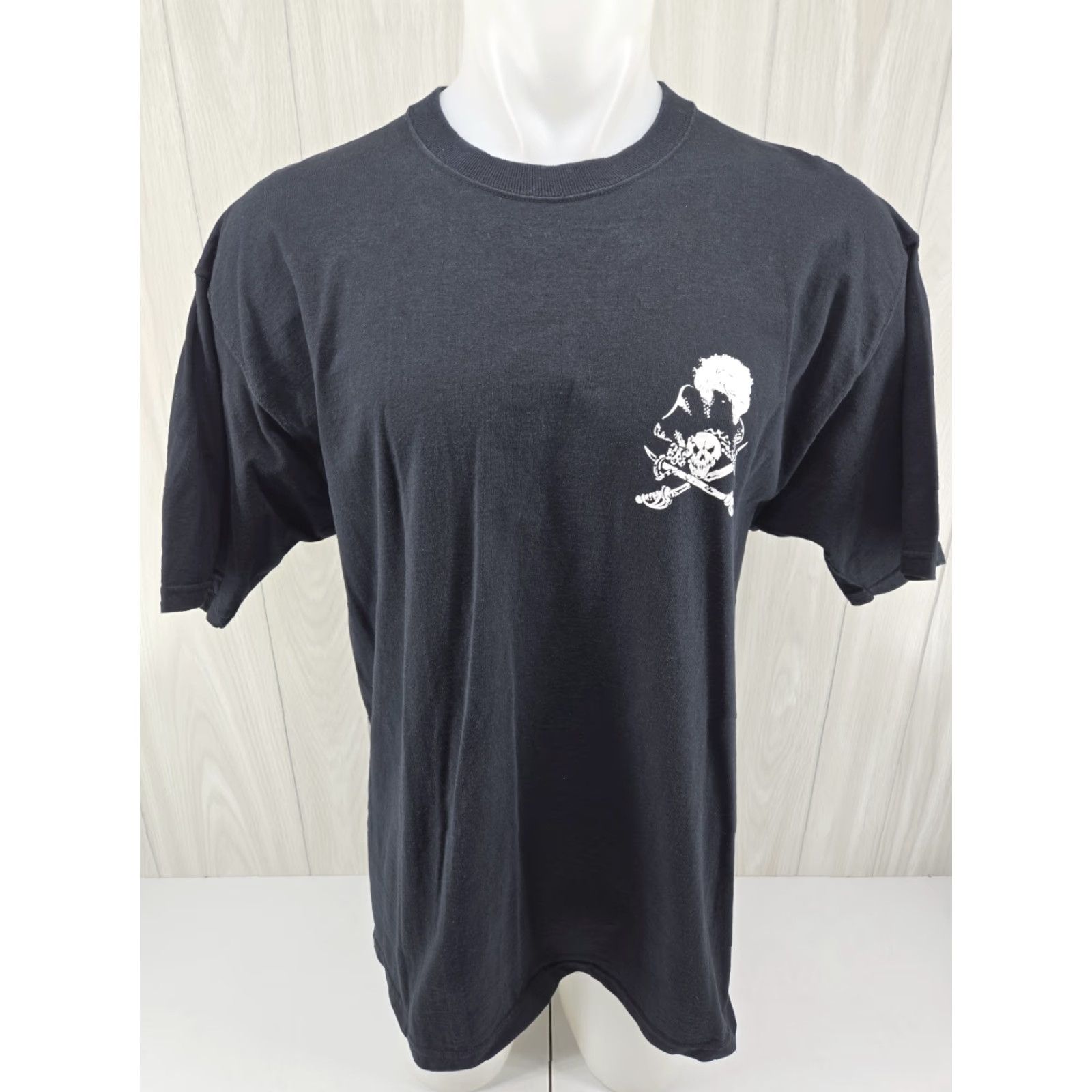 Fruit Of The Loom VINTAGE Fruit of the Loom T Shirt Skeleton Pirate Art Skull 90s Y2K XL Black Mens Short Sleeve Crew Neck Cotton Graphic Print Size US XL / EU 56 / 4 - 3 Thumbnail