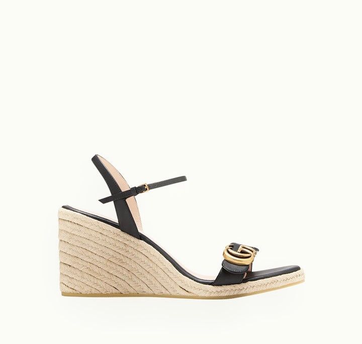 Gucci GG Leather Espadrille Wedges SIZE 41.5