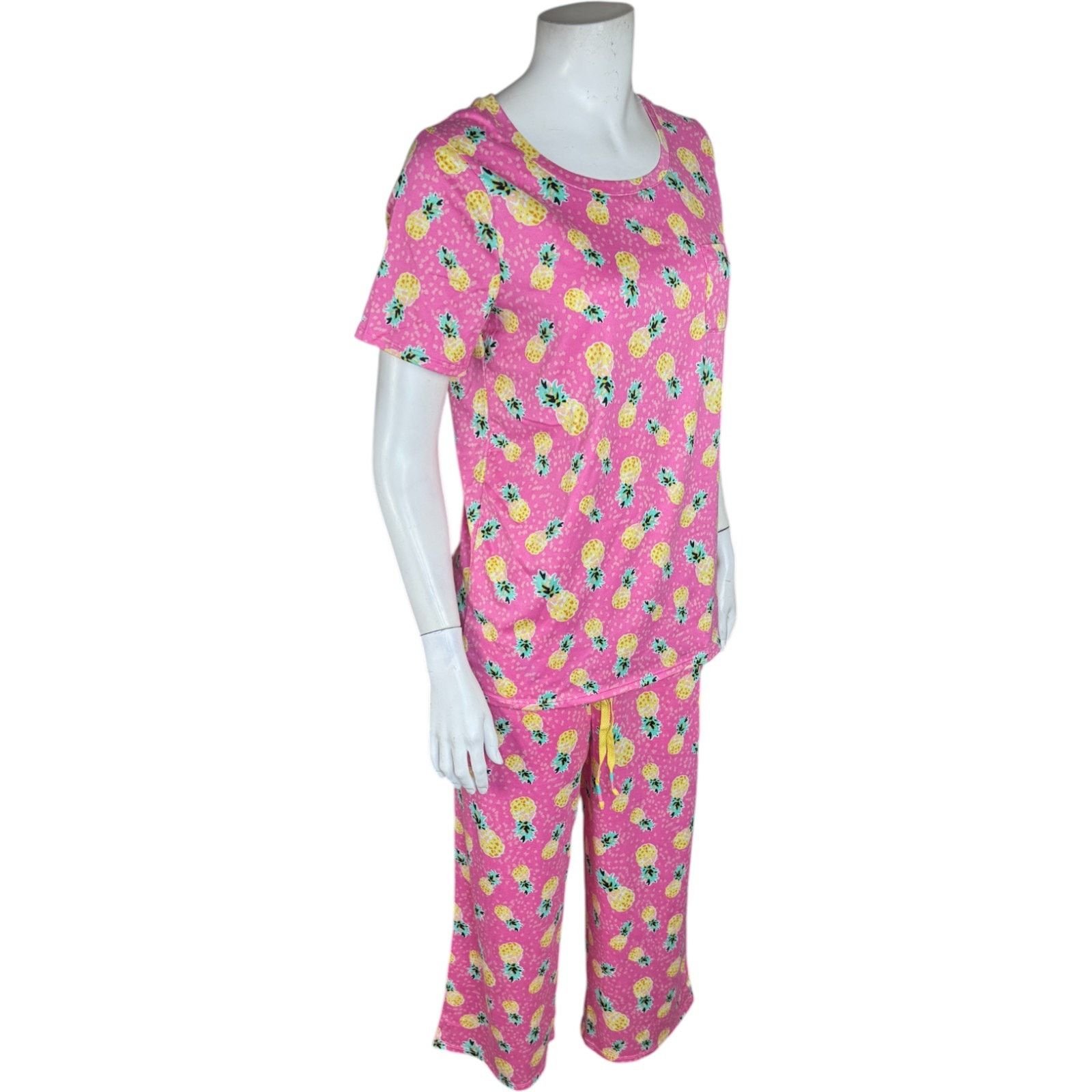 Other Cuddl Duds Comfort Code Pineapple Pajama Set XS Pink Capri Size ONE SIZE - 2 Thumbnail