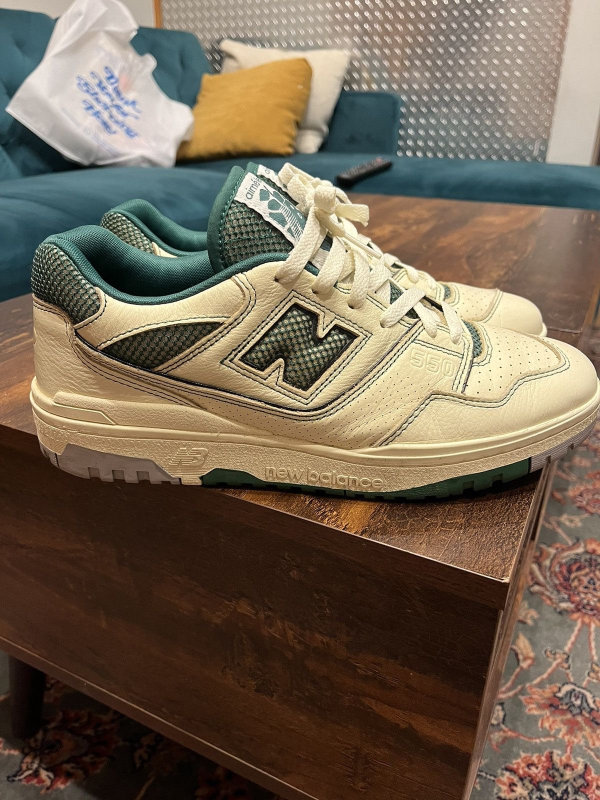 image of Aime Leon Dore New Balance 550 Shoes in Green, Men's (Size 11)