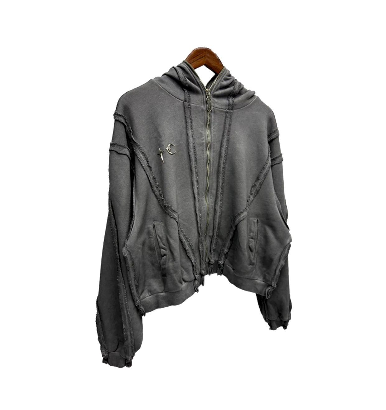 Designer Outdoor Streetwear Design Hole High Street Zipper Hoodie Size US L / EU 52-54 / 3 - 6 Thumbnail