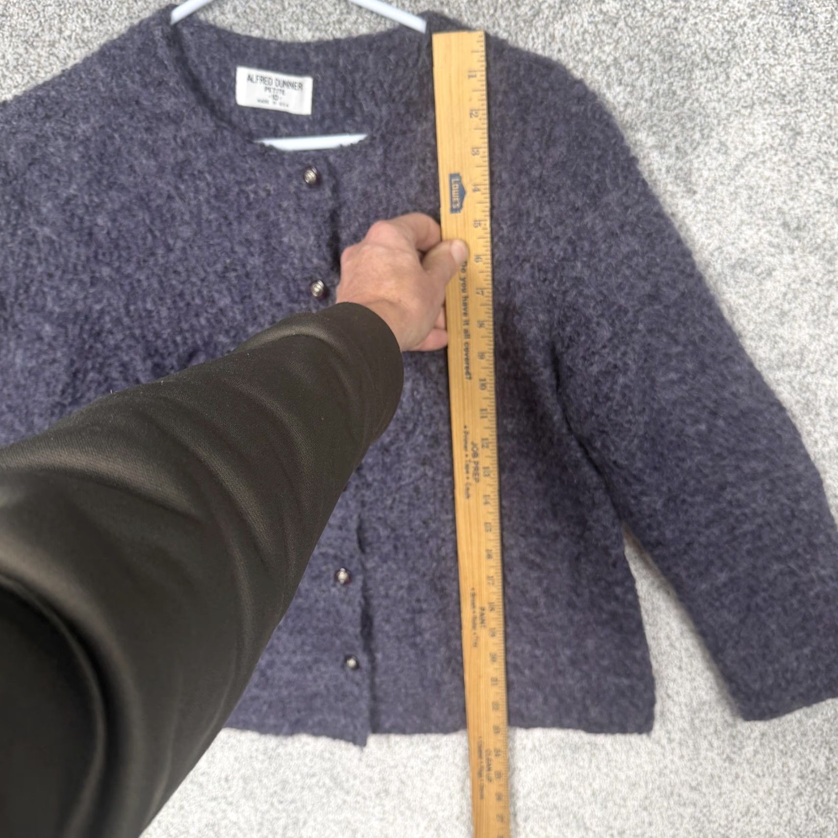 Vintage VINTAGE Alfred Dunner Cardigan Sweater Womens 10P Petite Purple Fuzzy Knit Size L / US 10 / IT 46 - 2 Thumbnail