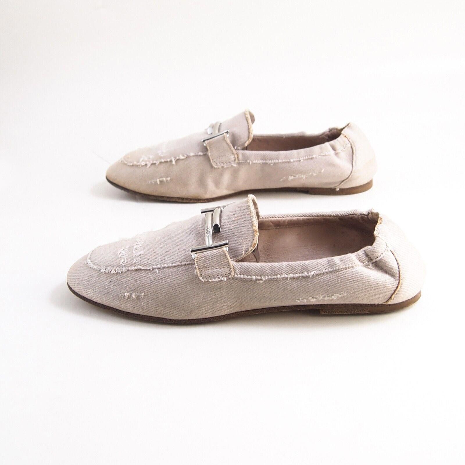 Tod's Tod's TT Loafers Mules Beige Denim Distressed EU 37 US 7 Size US 7 / IT 37 - 3 Thumbnail