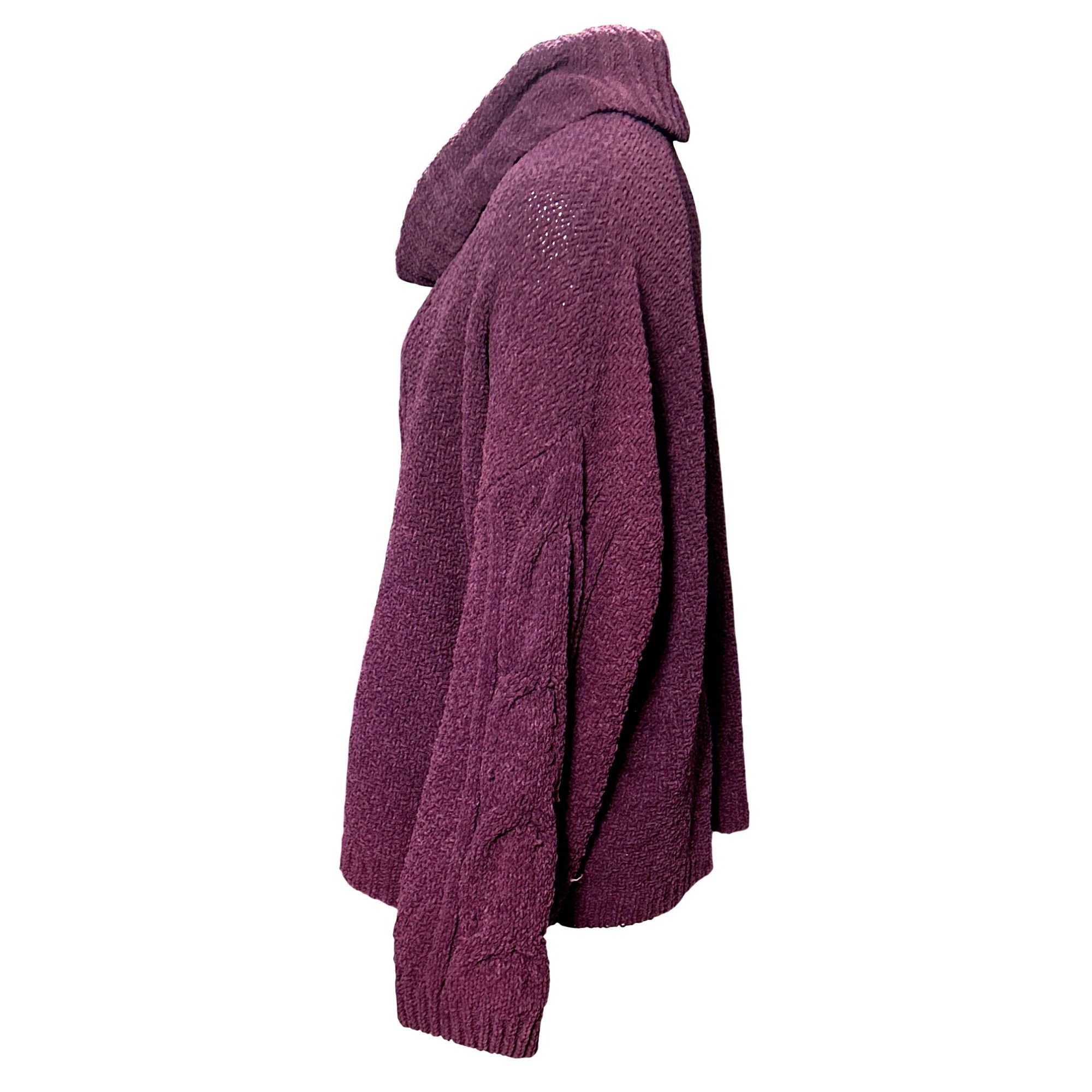 Seven 7 Seven7 Cable Knit Purple Cowl Neck Sweater Cozy Premium Qual Size XXL / US 16-18 / IT 52-54 - 2 Thumbnail