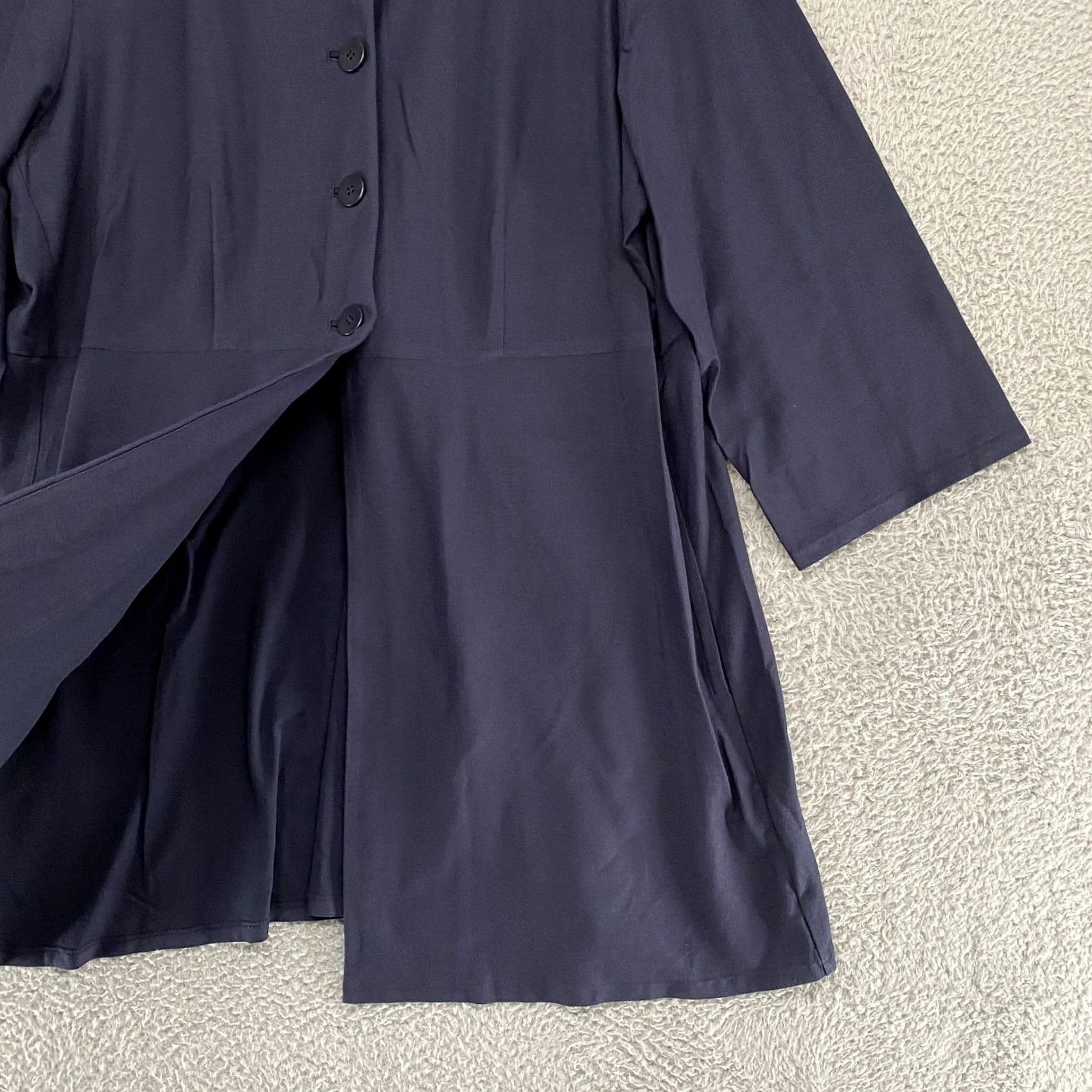 Eileen Fisher Eileen Fisher Coatigan Womens 1X Navy Blue Button Front Crepe Lagenlook Cardigan Size XL / US 12-14 / IT 48-50 - 4 Thumbnail
