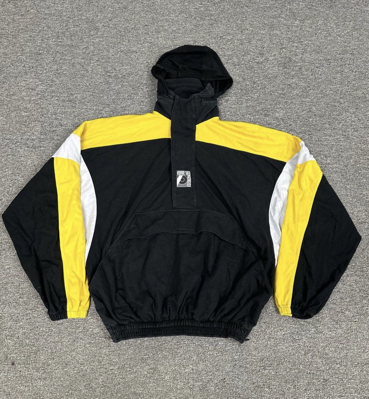 Balenciaga Balenciaga Black and Yellow Half Zipper Retro Hoodie Grailed