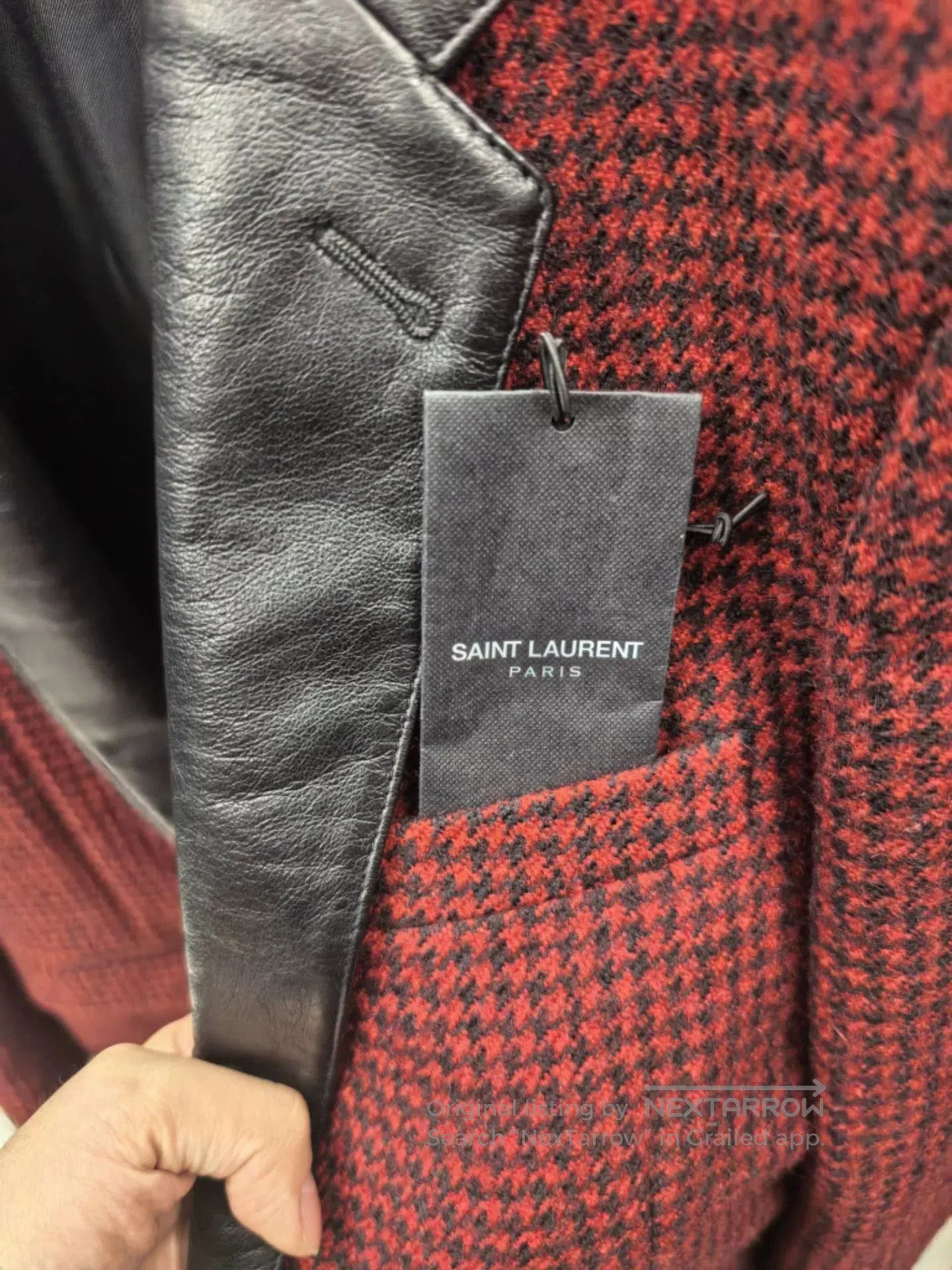 Saint Laurent Paris Saint Laurent Houndstooth Leather Collar Blazer. Size US M / EU 48-50 / 2 - 1 Thumbnail