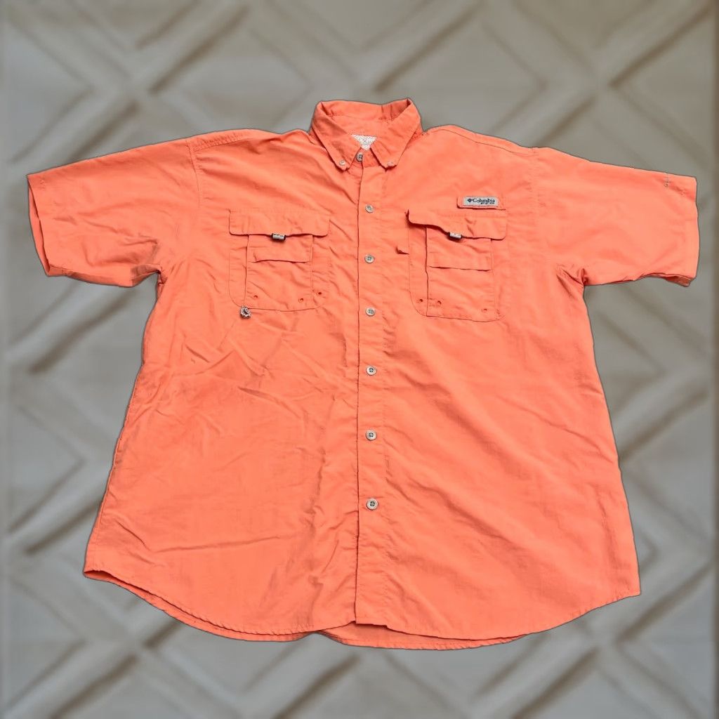 Vintage Columbia PFG Omni-Shade Bahama Shirt Men L Orange Short Sleeve Button-Up Casual Size US L / EU 52-54 / 3 - 1 Thumbnail