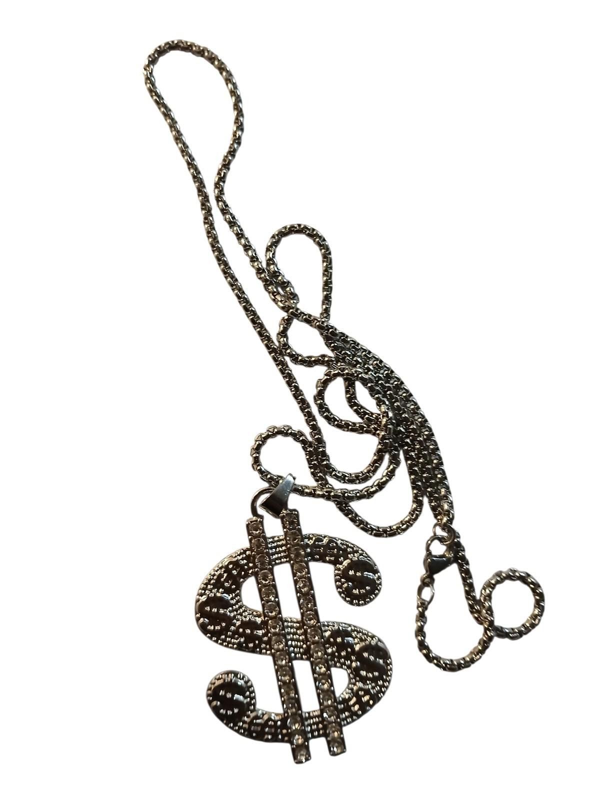 Monet Dollar Sign (Money)-(Chain)-(Silver)-(New)-(Zirconia)-$33.00 Size ONE SIZE - 7 Thumbnail