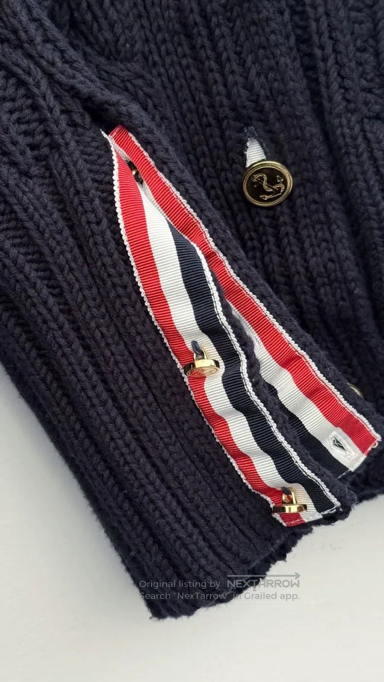 Thom Browne Thom Browne Chunky Knit Sweater Jacket, Dark Blue Size US XS / EU 42 / 0 - 6 Thumbnail