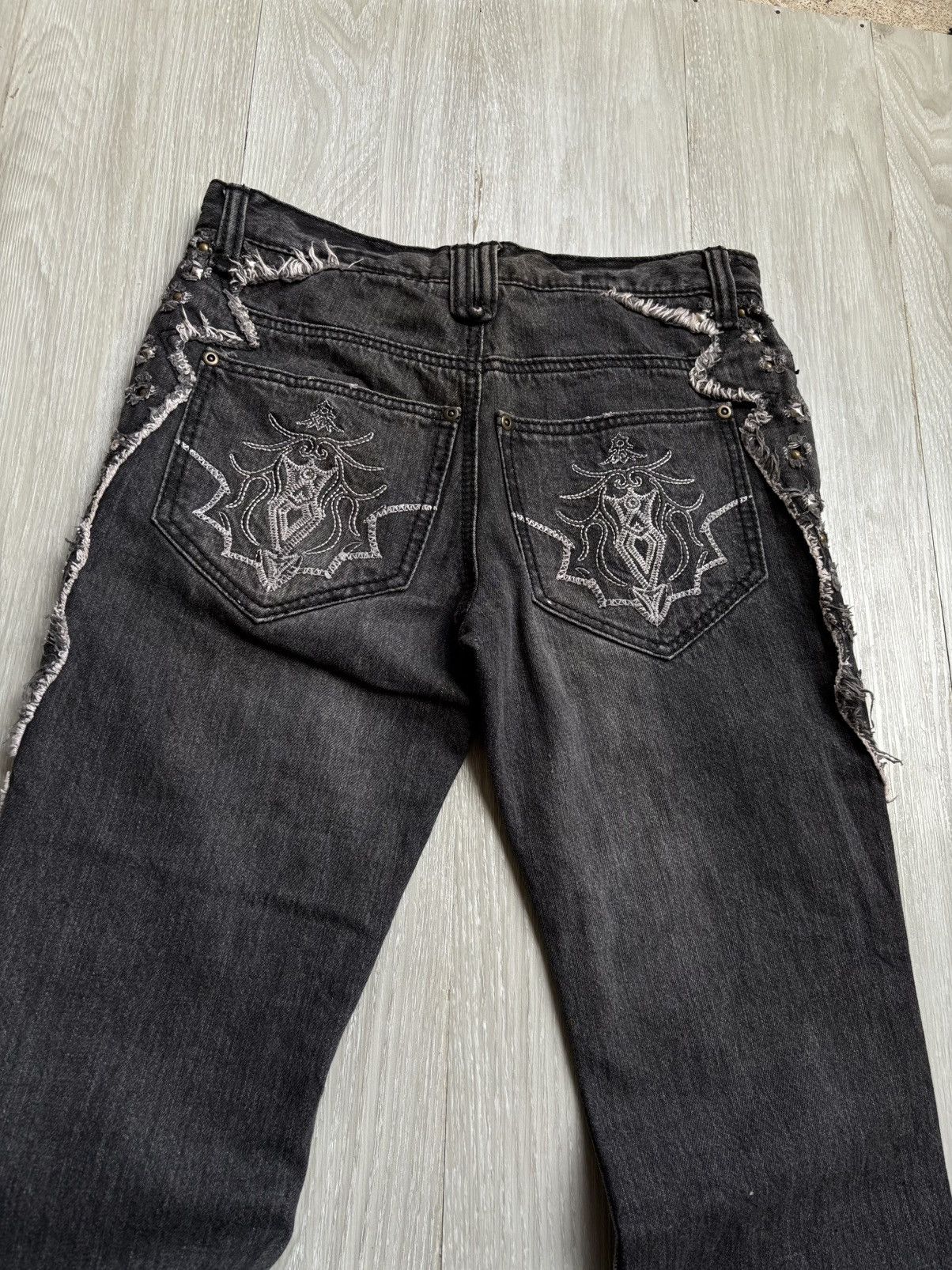 Japanese Brand shinehlll distressed flare jeans Size US 27 - 6 Thumbnail