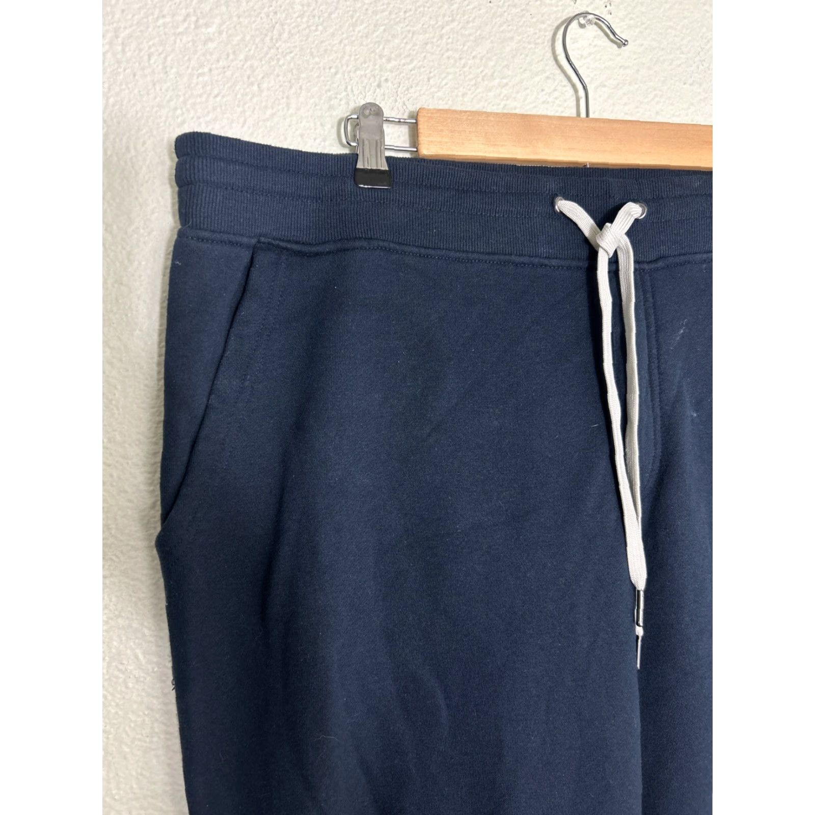 Vintage True Classic Fleece Joggers Mens 2XL Navy Blue Cotton Polyester Spandex Tapered Pockets Drawstring Elastic Waist M Size US 39 - 4 Thumbnail