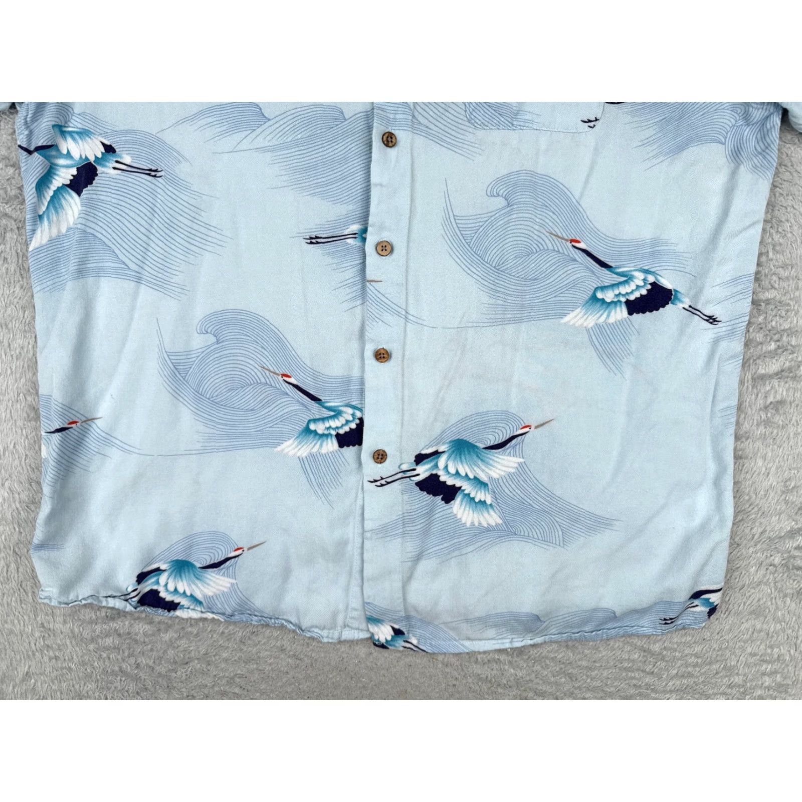 Vintage VSTR Shirt Men 2XL XXL Blue Cranes Waves Button Up 100% Cotton Hawaiian READ Size US S / EU 44-46 / 1 - 5 Thumbnail
