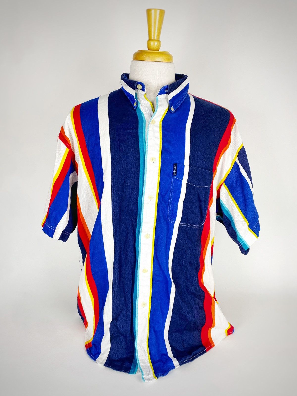 Chaps Ralph Lauren × Vintage 90's Chaps Ralph Lauren Rainbow Striped Button Up Shirt Size US L / EU 52-54 / 3 - 1 Thumbnail