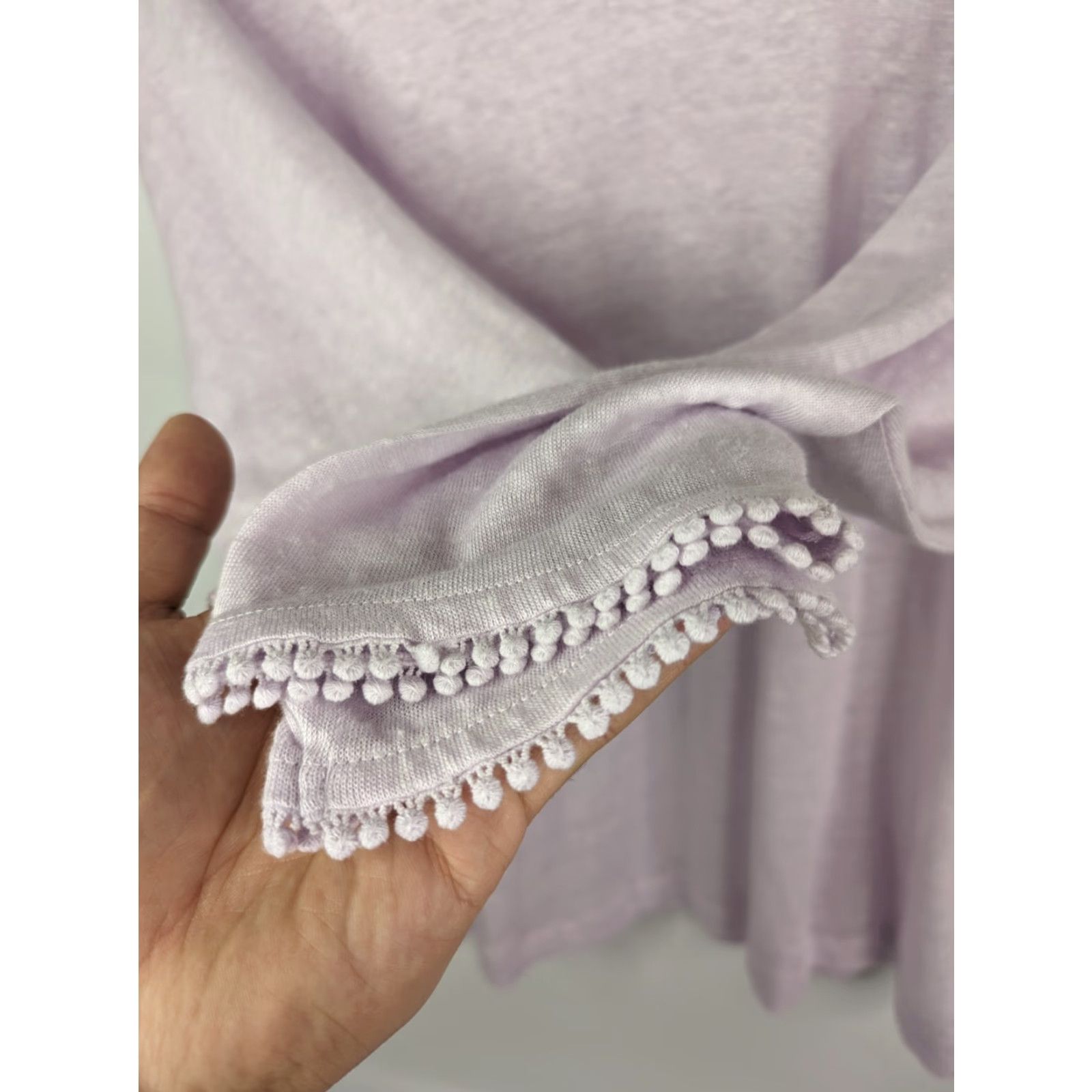 J. Jill VINTAGE J Jill Love Linen Womens Top 2X Purple Pom Pom Trim 100% Linen Knit Blouse Casual Ladies Womens Size XXL / US 16-18 / IT 52-54 - 3 Thumbnail