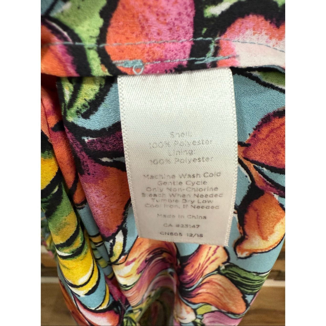 Robert Talbott Talbots Midi Floral Colorful Blue Green Pink Tropical Chiffo Size XXL / US 16-18 / IT 52-54 - 4 Thumbnail