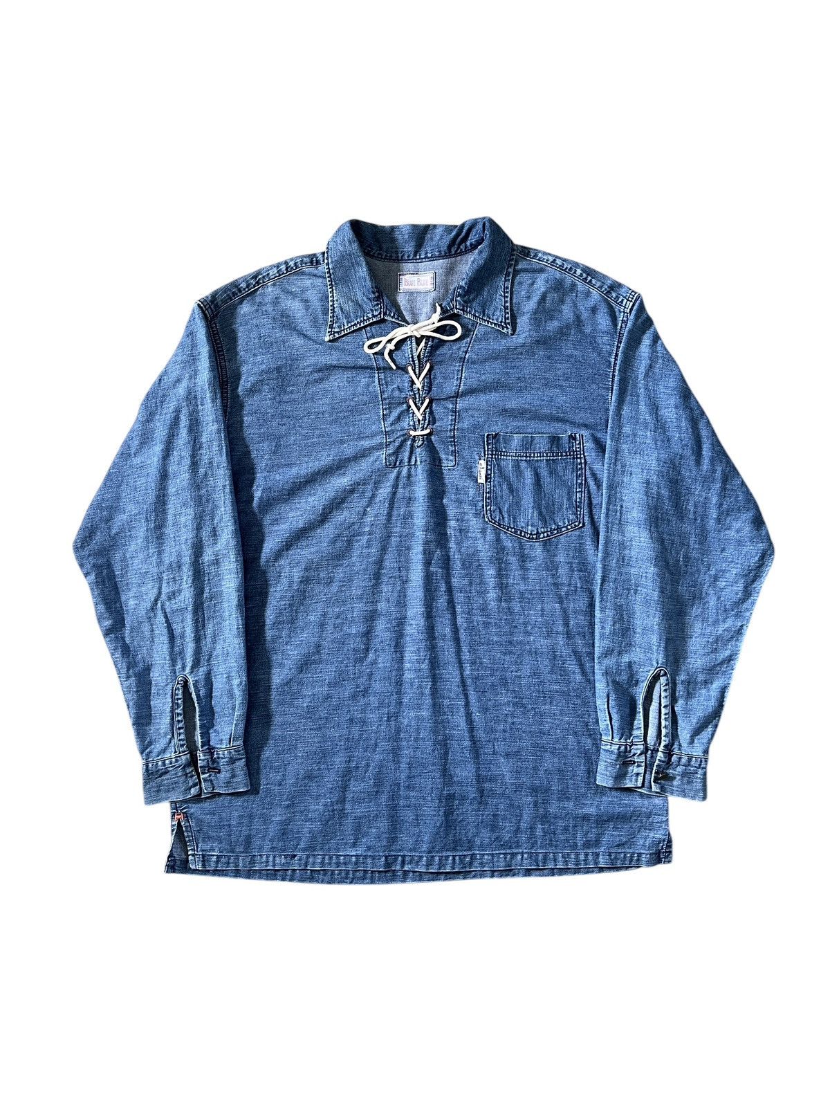 Blue Blue Japan × HOLLYWOOD RANCH MARKET × Japanese Brand Vintage Blue Blue Japan 🇯🇵 Lace Pullover Size US XL / EU 56 / 4 - 2 Thumbnail