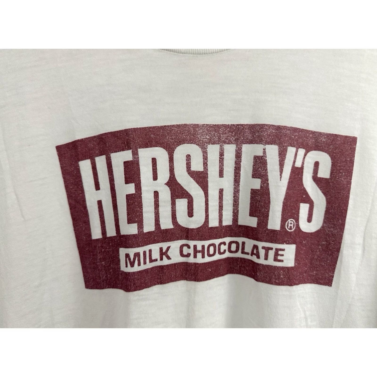 CHOCOOLATE VTG 80s Hershey's Milk Chocolate Super Paper Thin Burnout Worn T-Shirt L White Mens Size US L / EU 52-54 / 3 - 3 Thumbnail