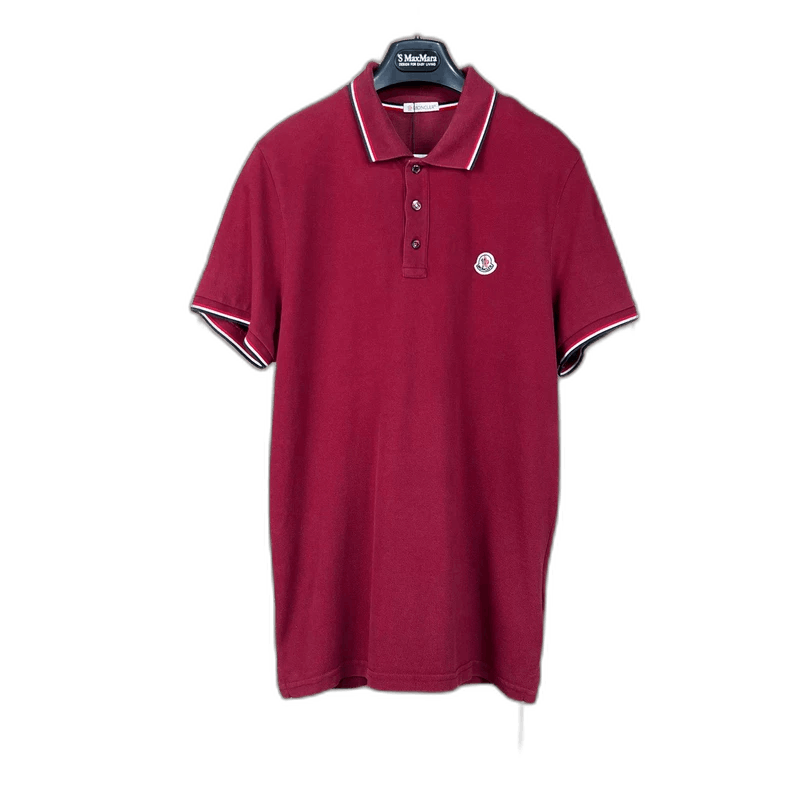Moncler Moncler Burgundy Embroidered Logo Polo Shirt Size US M / EU 48-50 / 2 - 1 Thumbnail