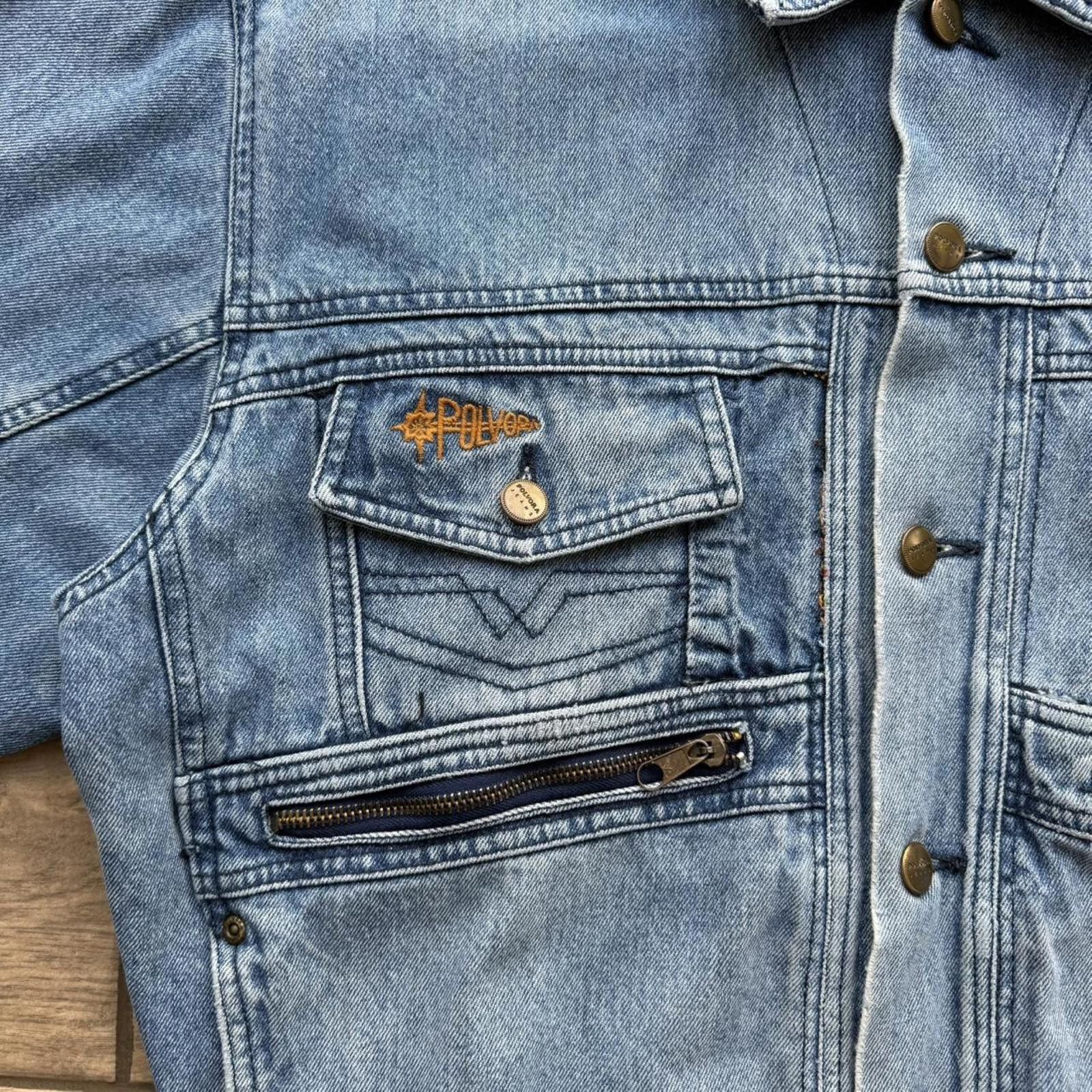 Other Y2K Polvora 00s Blue denim jacket with zipper pockets Size US M / EU 48-50 / 2 - 6 Thumbnail