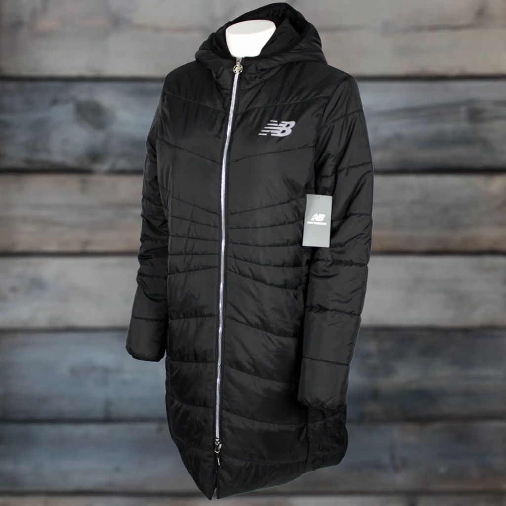New Balance New Balance Women's Long Puffer Jacket Fleece Lined Hooded Insulated L Black Size L / US 10 / IT 46 - 1 Thumbnail