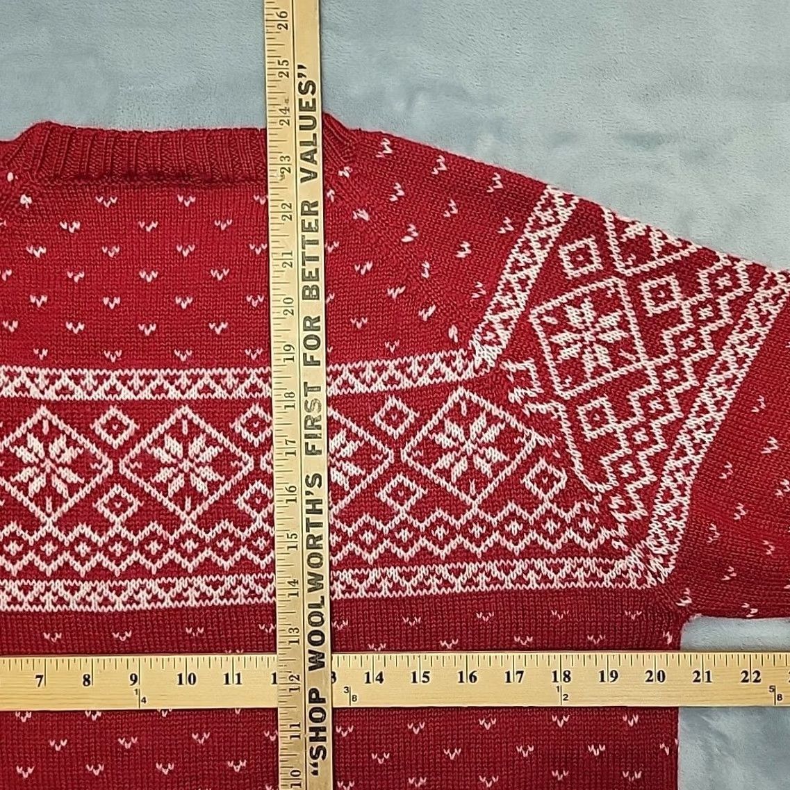 Vintage VINTAGE Club Classics Sweater Mens S Red 100% Wool Fair Isle Birds Eye Retro Crew Neck Knit Wool Mens Size US S / EU 44-46 / 1 - 6 Thumbnail