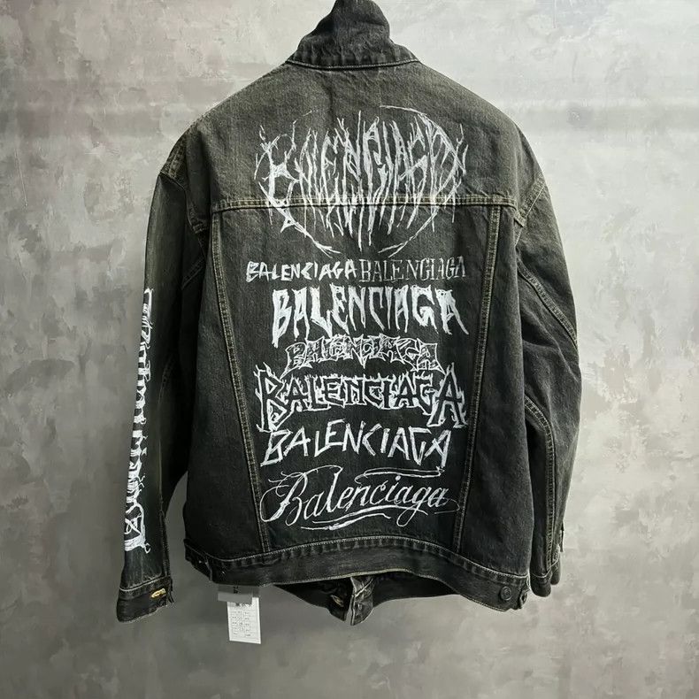 Balenciaga Balenciaga Wash Grey Logo Single Breasted Long Sleeve Jack Size US XS / EU 42 / 0 - 2 Thumbnail