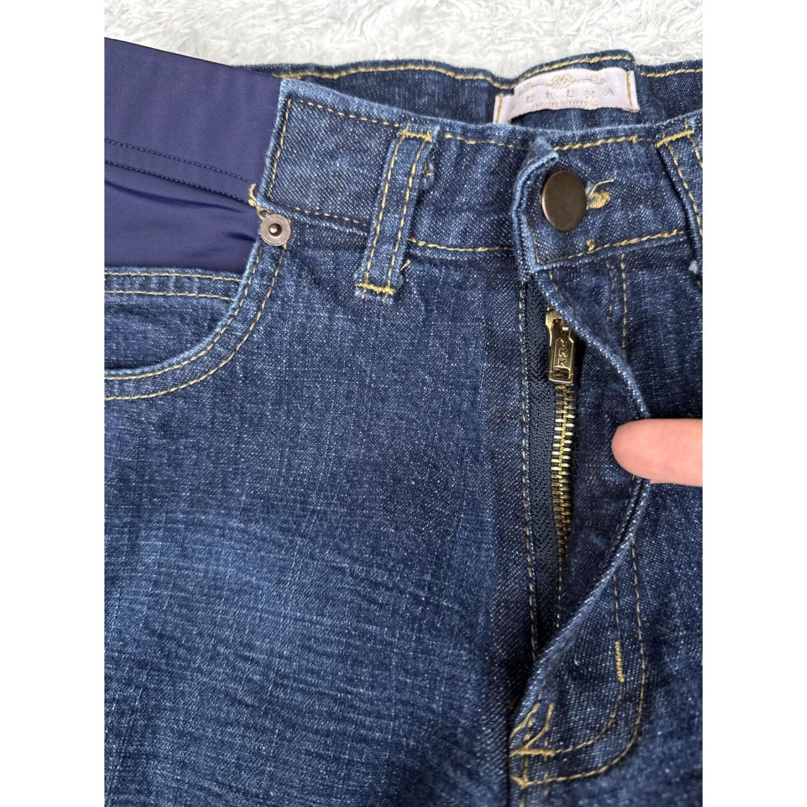 Denime Serena Maternity Jeans Womens XS Blue Dark Wash Bootcut Stretch Denim Over Belly Size 26" / US 2 / IT 38 - 5 Thumbnail