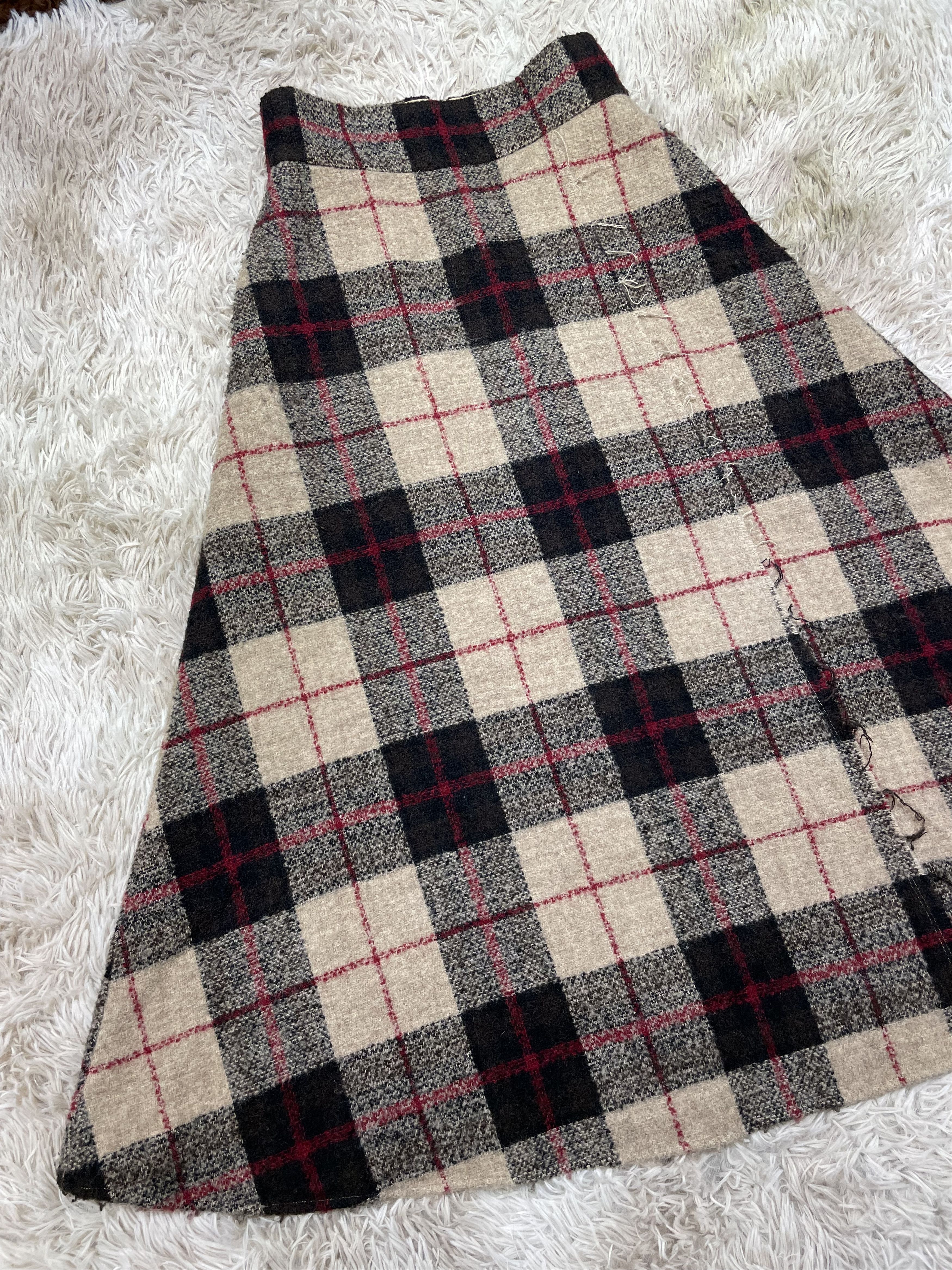 Japanese Brand Mila Owen Wool Blend Check Tartan Skirt High Waist 27 Size 26" / US 2 / IT 38 - 4 Thumbnail