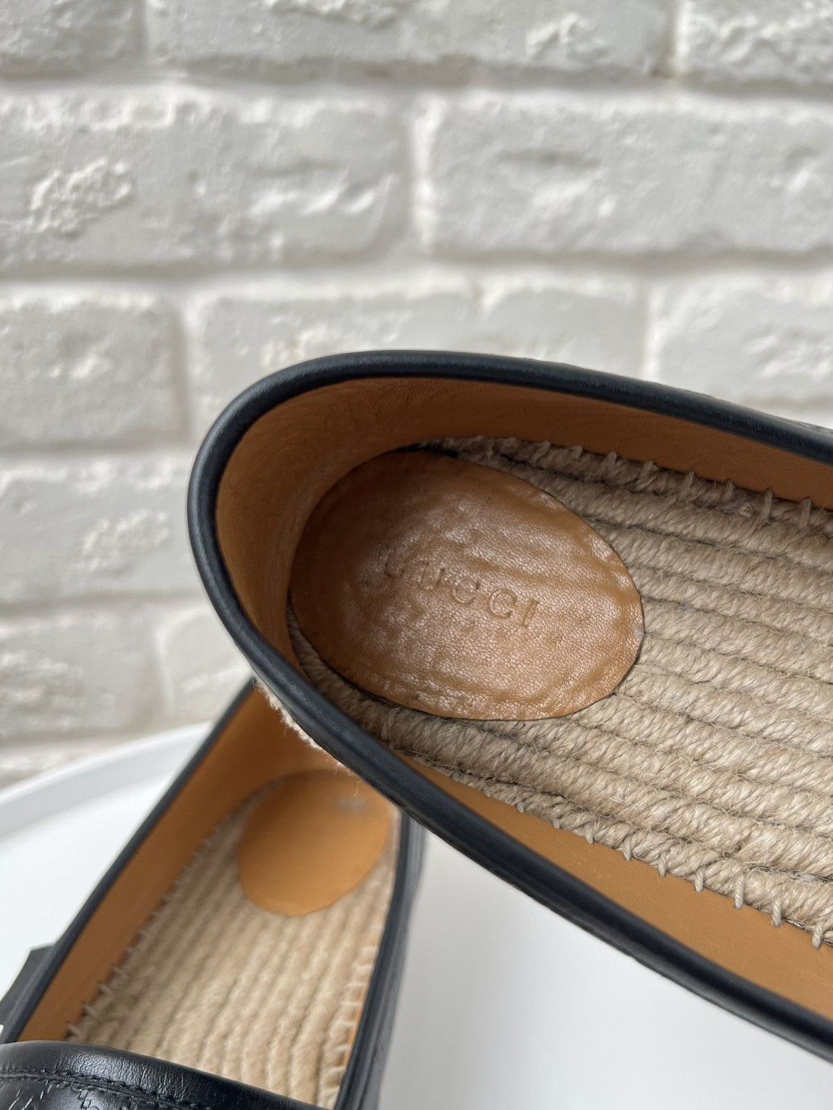 Gucci Gucci GG Monogram Black Leather Espadrilles Shoes Size US 8 / EU 41 - 11 Thumbnail