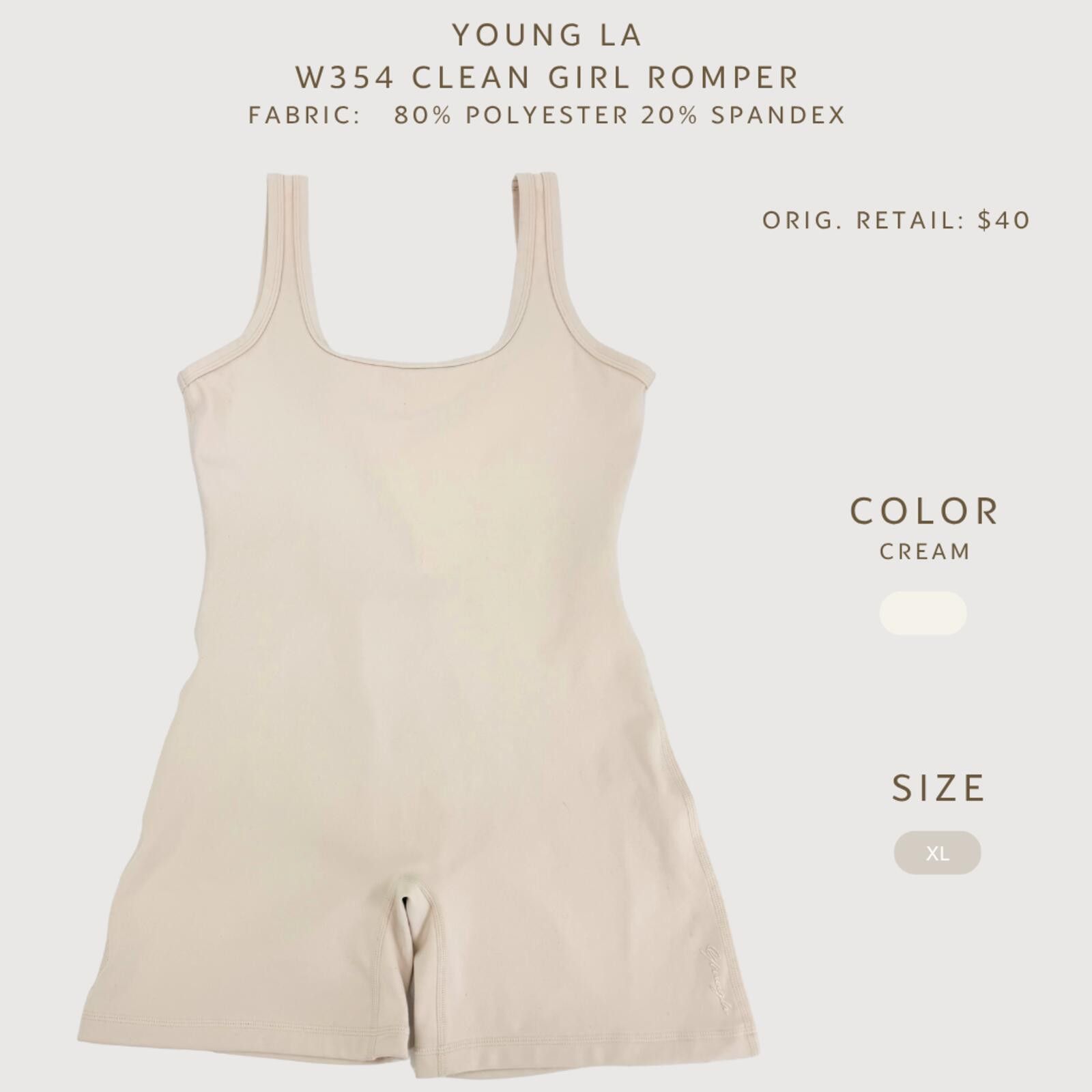 YoungLA Young LA Clean Girl Romper Cream XL Size 40" / US 18 - 2 Thumbnail