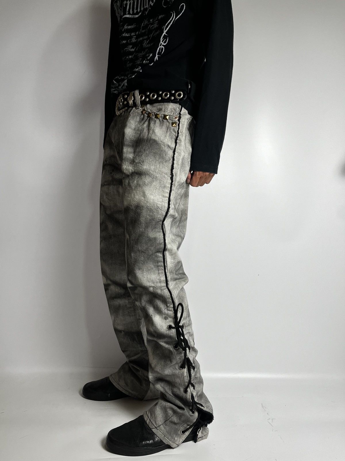 Le Grande Bleu (L.G.B.) Lace up acoustic smoke wash pant japanese brand Size US 32 / EU 48 - 9 Thumbnail