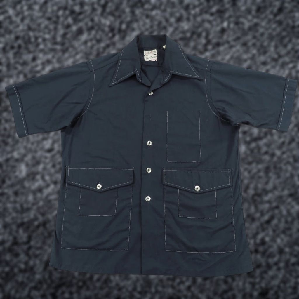 BB Dakota VINTAGE Dakota Shirt Men Medium Navy 21x28 Dacron Jacob Reeds Utility Dagger 70s Size US M / EU 48-50 / 2 - 1 Thumbnail