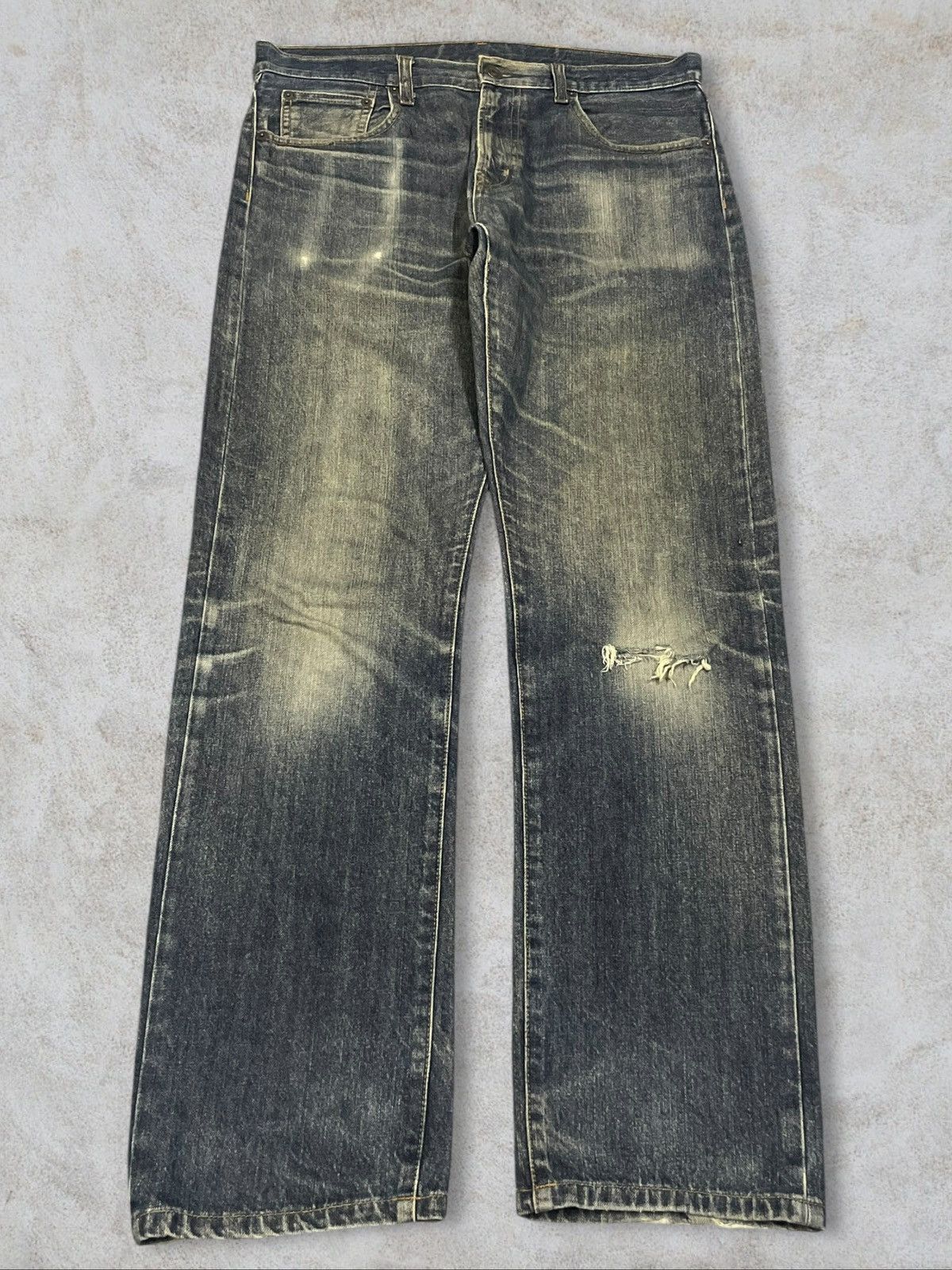 Jun Takahashi Vintage Y2K Japanese Denim Grey Sandwash Ripped Regular Cut Size US 34 / EU 50 - 1 Thumbnail