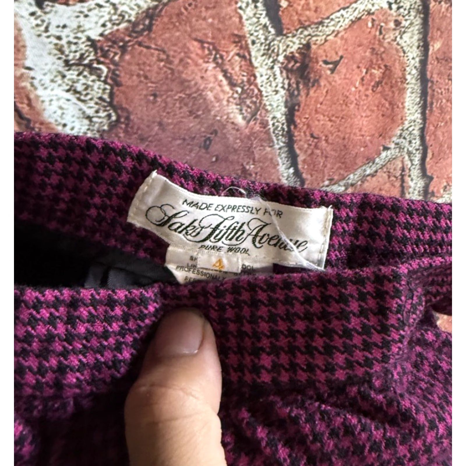 Saks Fifth Avenue VINTAGE Saks Fifth Avenue Womens Purple A-Line Wool Skirt Size 4 Size 27" / US 4 / IT 40 - 3 Thumbnail