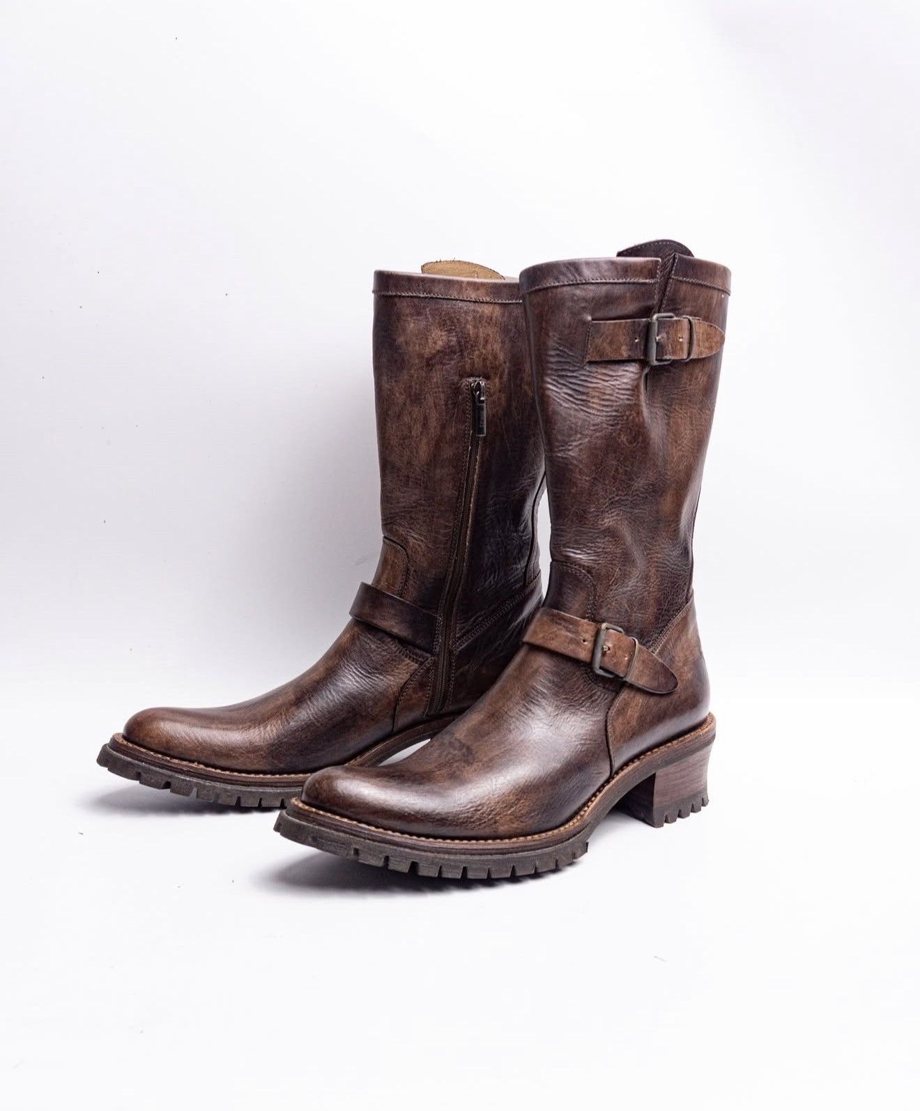 Other Unknown Brand – Engineer Boots – Brown Leather Size US 9.5 / EU 42-43 - 6 Thumbnail