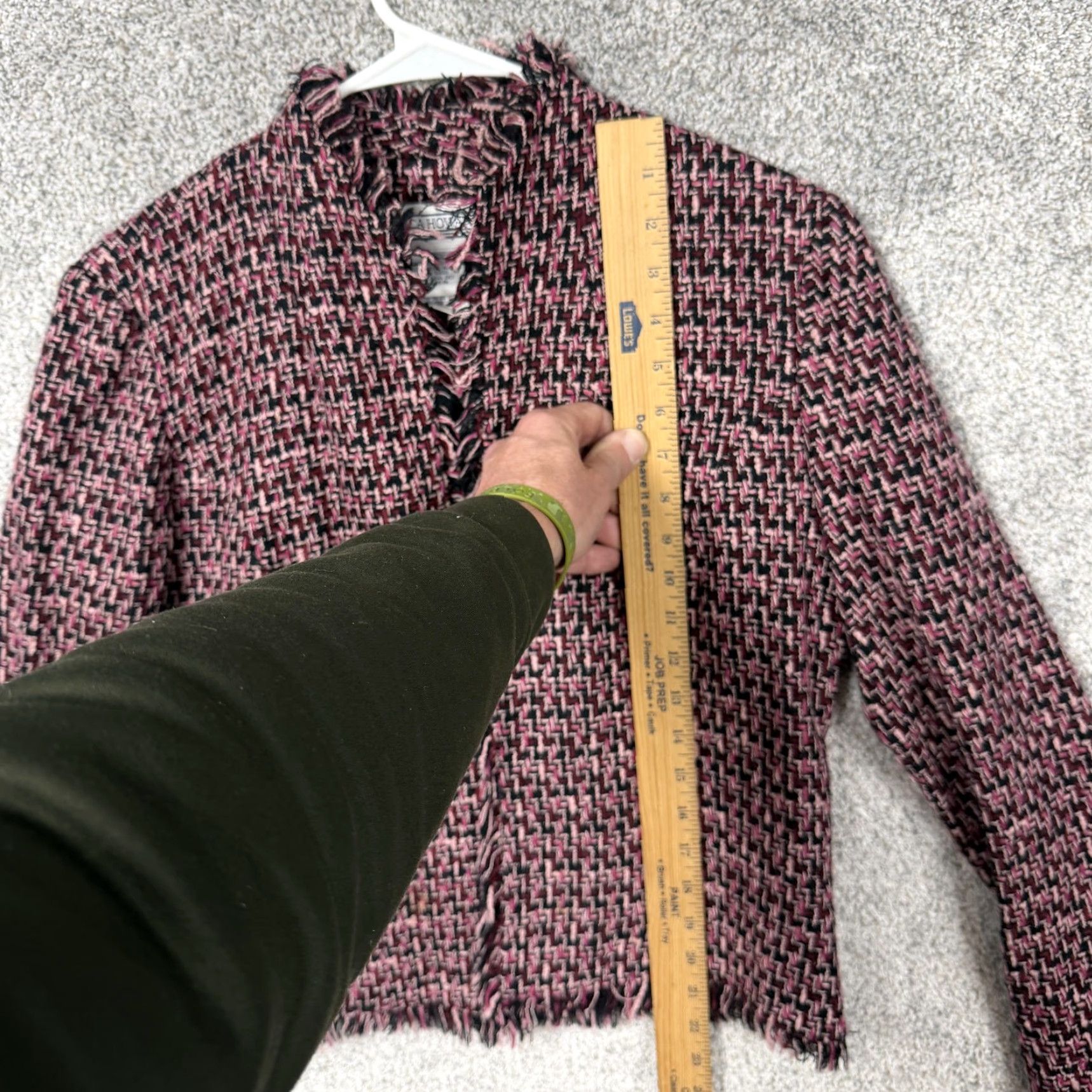 Vintage VTG Jessica Howard Blazer Women 8 Pink Black Tweed Frayed Dark Academia Check 90s Vintage Office Wear Women's Blazer Size M / US 6-8 / IT 42-44 - 2 Thumbnail