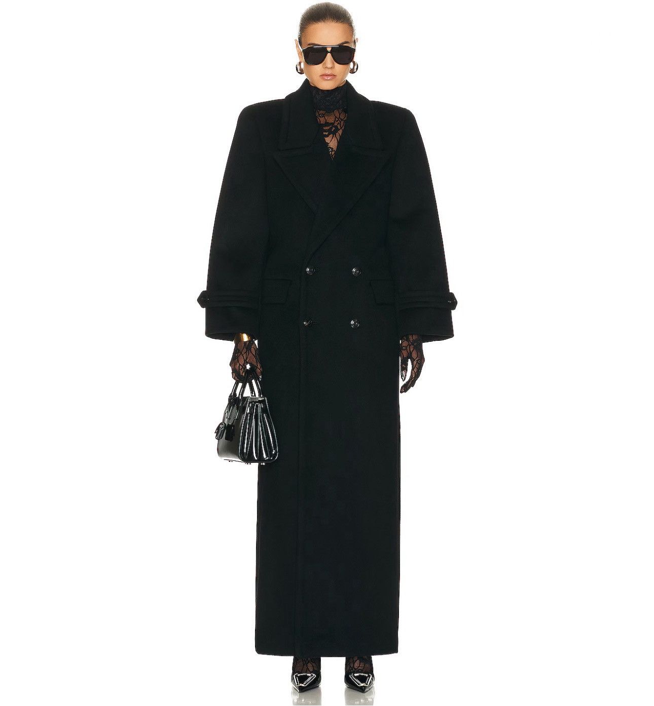Saint Laurent Paris Saint Laurent Oversized Belted Double-Breasted Wool Coat Size M / US 6-8 / IT 42-44 - 1 Thumbnail