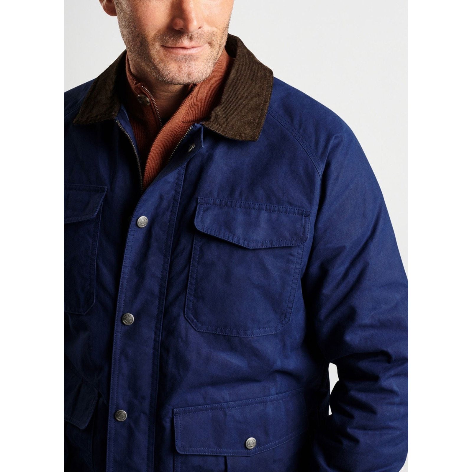 Peter Millar Peter Millar Waxed Cotton Safari Field Jacket - S Navy $348 Size US S / EU 44-46 / 1 - 1 Thumbnail